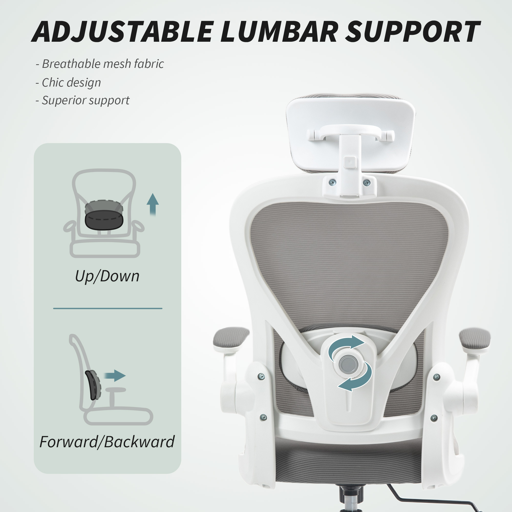 Executive Office Chair,Ergonomic Mesh High Back Desk Chair With Flip-up
