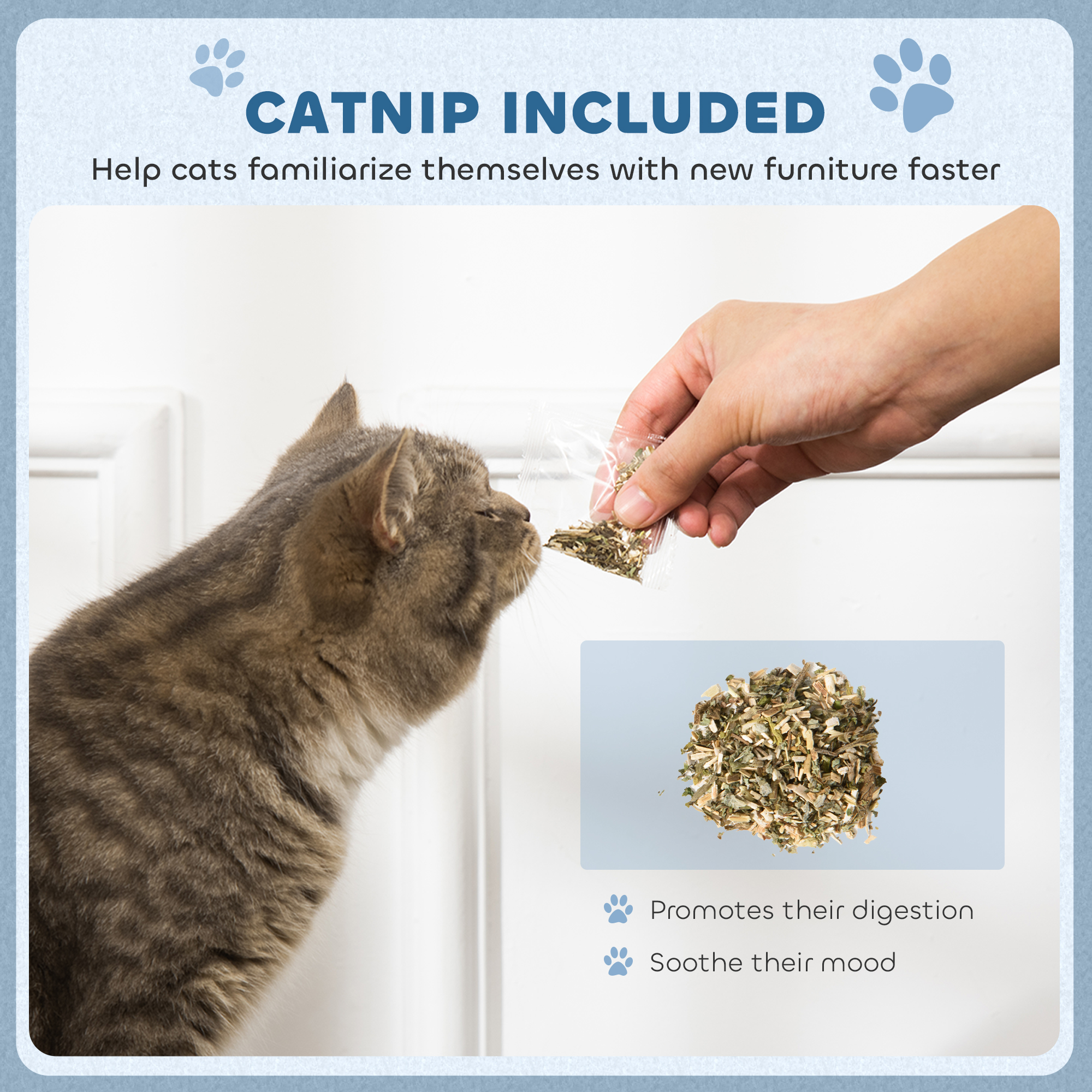 2-in-1 Cat Scratching Board With Catnip For Indoor Cats,26.5 X 57 X 26.5cm,Blue — image 3