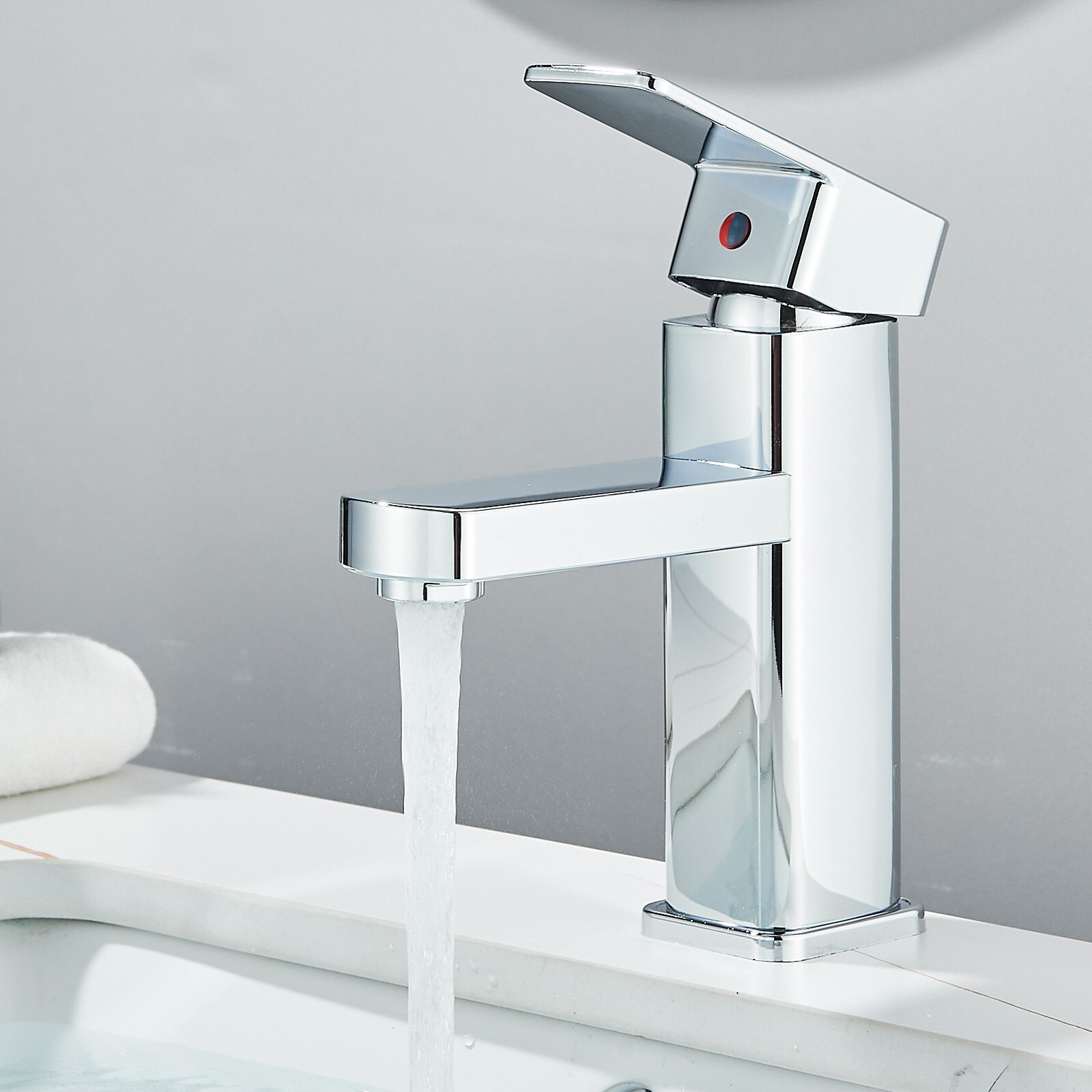 Waterfall Bathroom Sink Tap Cloakroom Basin Mixer Chrome Mono Faucet + Waste Set — image 5
