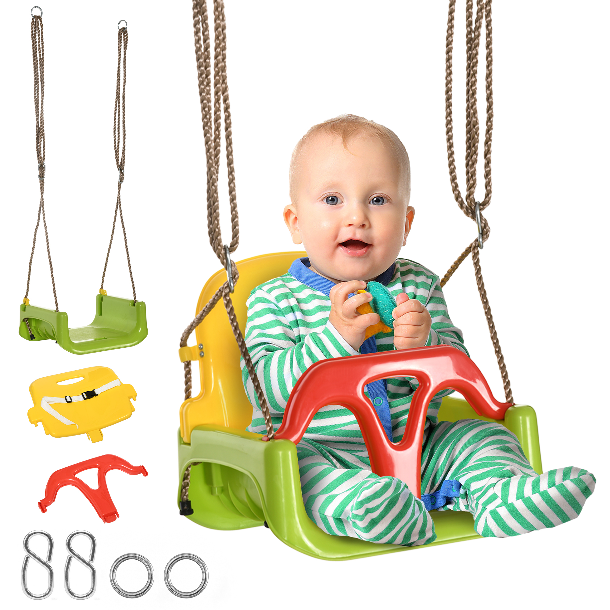 3 In 1 Detachable Kids Swing Seat With Safety Belt,Adjustable Rope — image 4