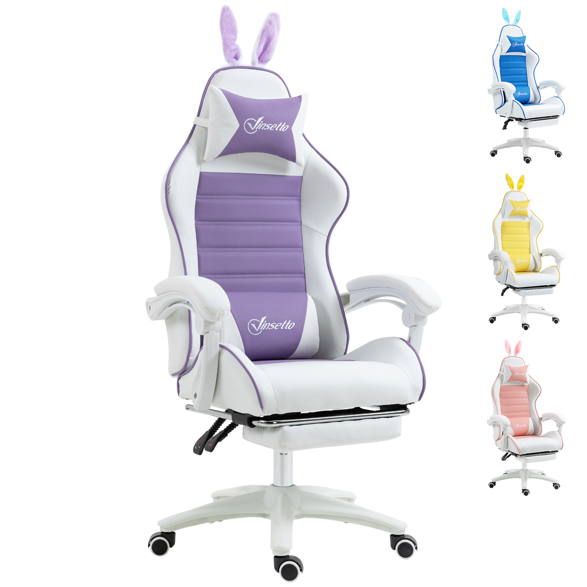 Gaming Chair,Ergonomic Reclining Computer Chair With Headrest,Lumbar Support
