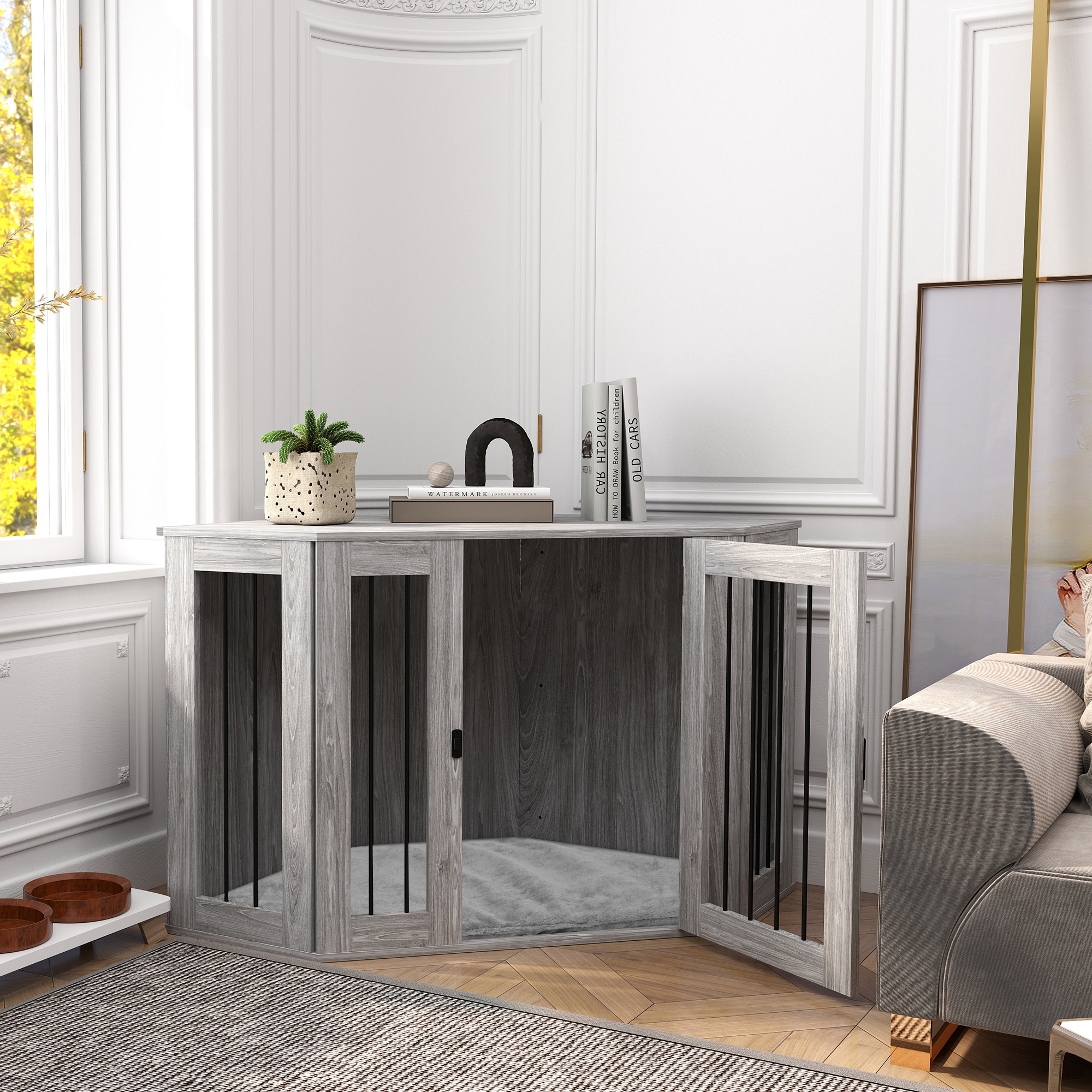 Dog Cage Furniture Side Table With Soft Cushion, 122 X 61 X 71 Cm — image 2