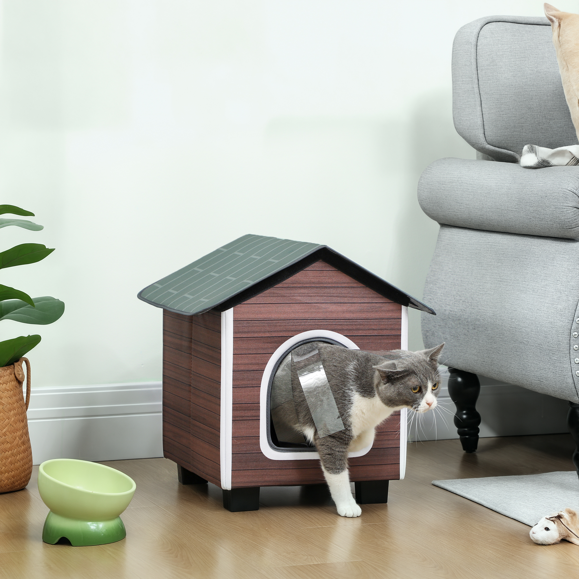 Insulated Outdoor Cat House,Water-Resistant Feral Shelter With Elevated Base