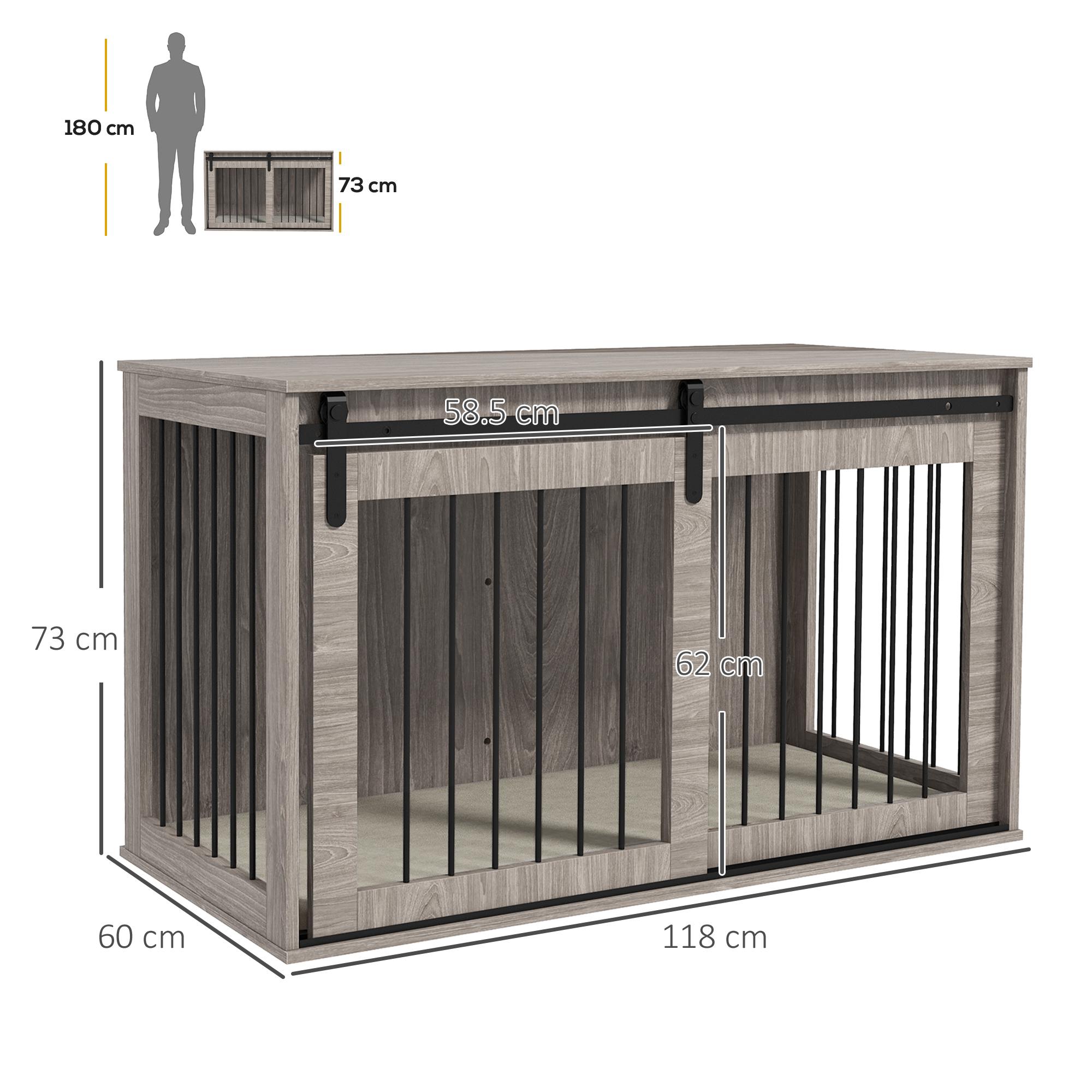 118cm Extra Large Dog - Walnut Brown-Dog Cage Furniture With Detachable Cushion, Suitable For Oversized Dogs detail photo 8