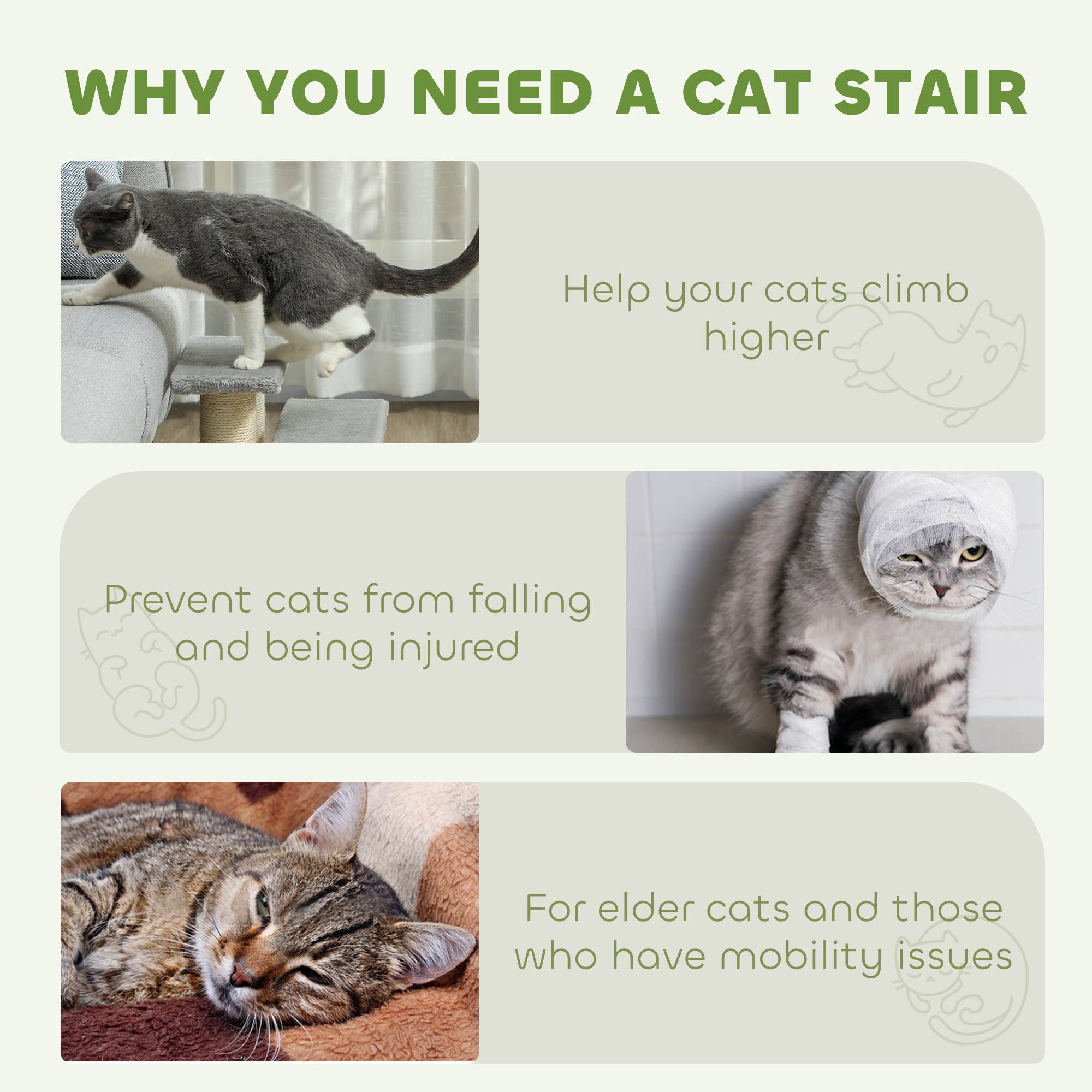 Pet Stairs 3-step Ladder Cat Dog Climb Tree,Grey — image 5