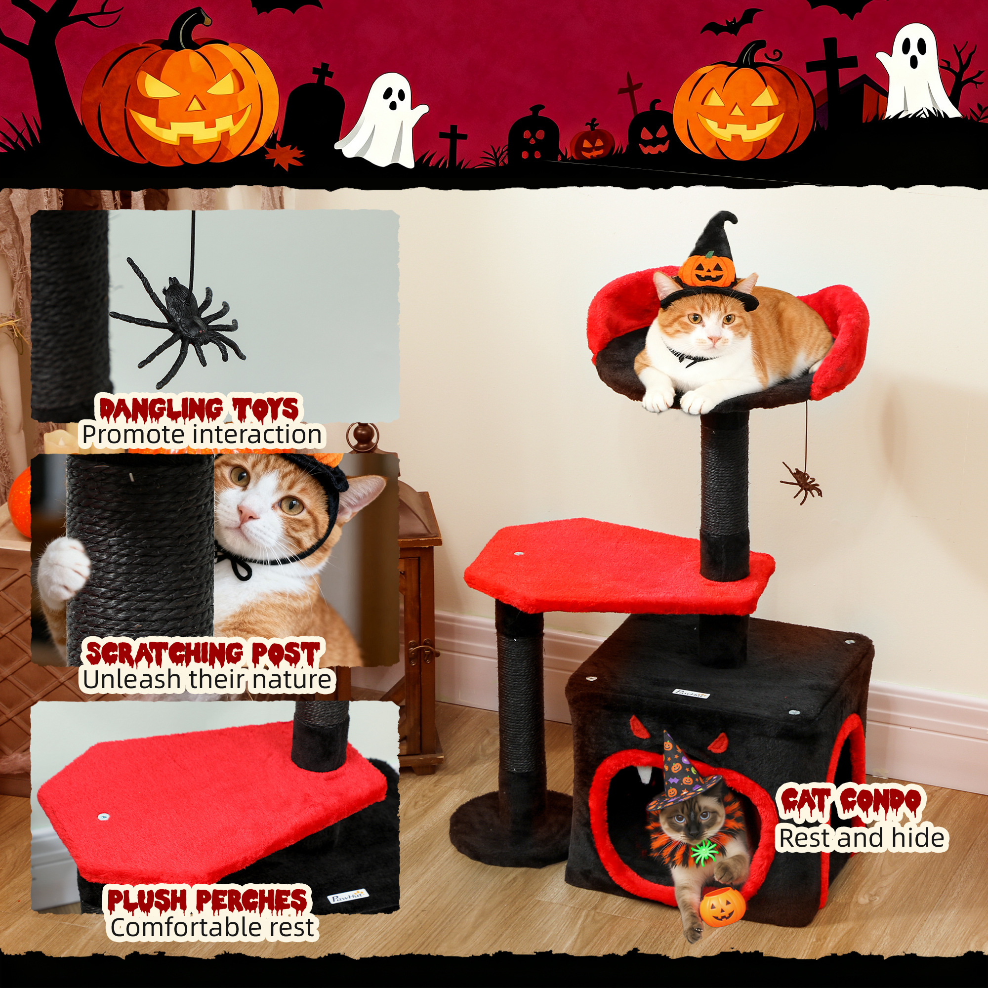 Cat Tree,Gothic Tower With Scratching Posts,Cute Condo,Coffin Platform,Bed