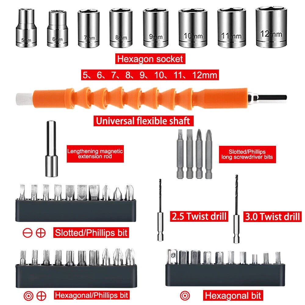47 In 1 Cordless Electric Drill Set Driver Screwdriver Rechargeable NEW — image 2