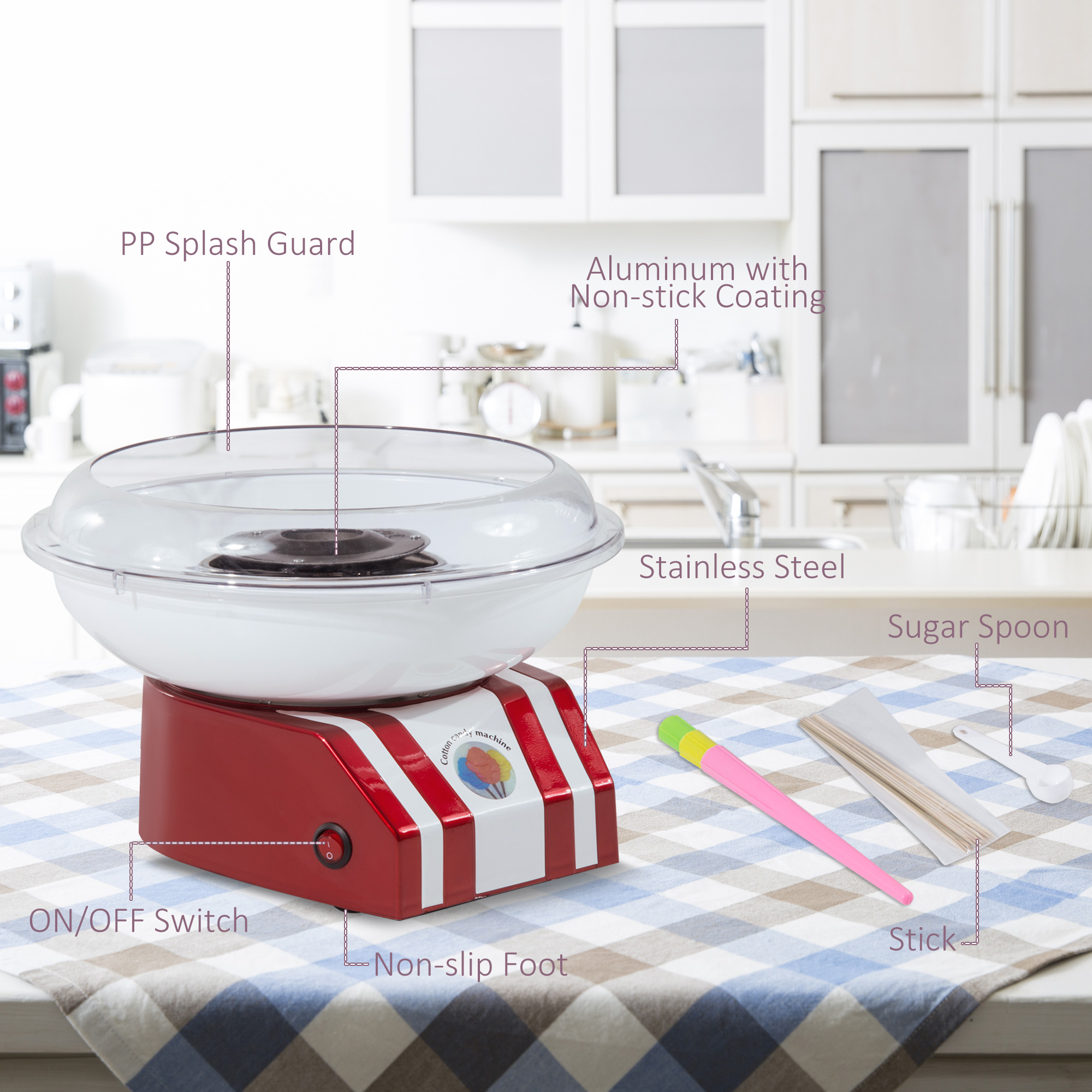 Candy Floss Machine For Kids & Adults,550W Retro Cotton Maker Sugar Or Candies