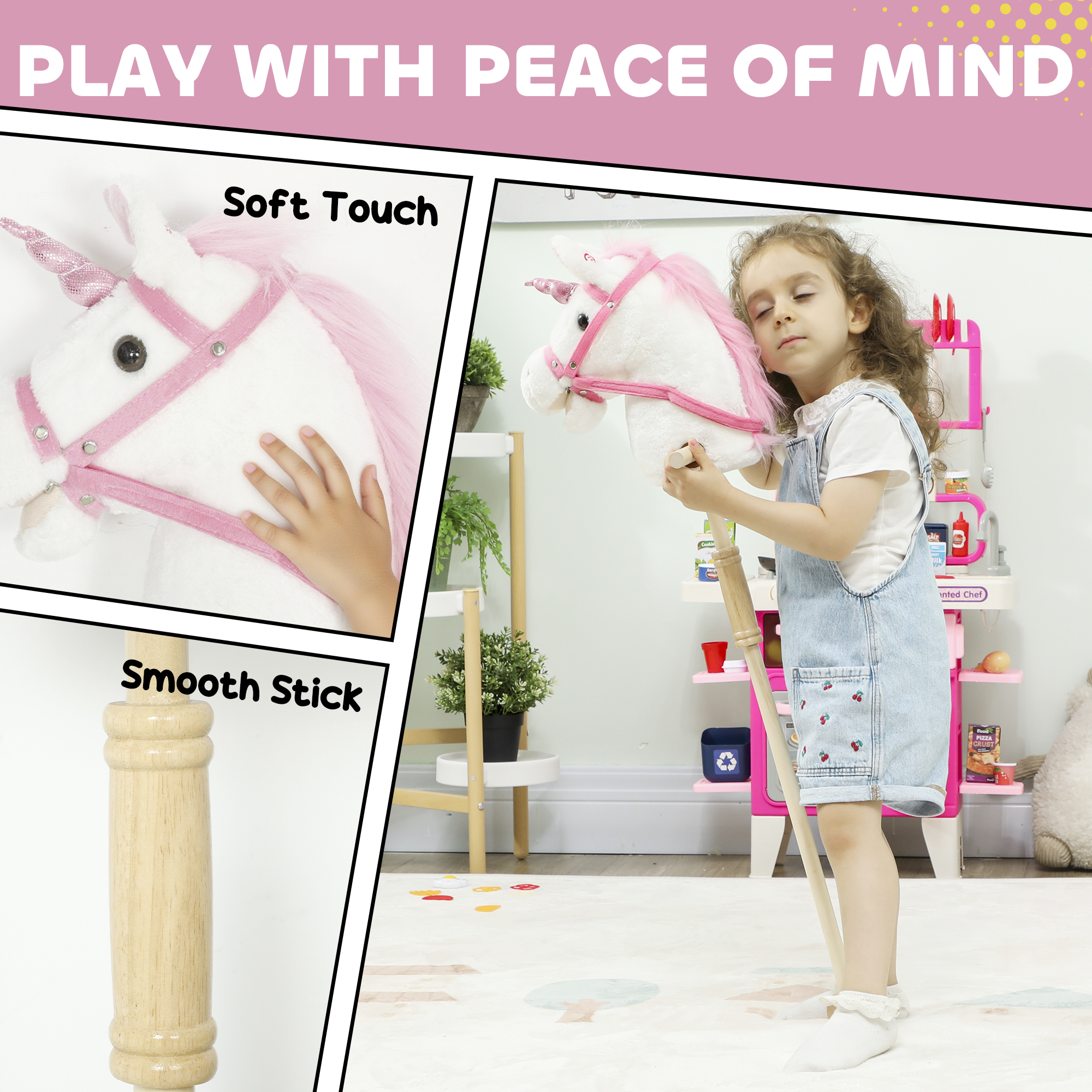 Unicorn Stick Horse With Wood Wheels,Real Pony Neighing And Galloping — image 5