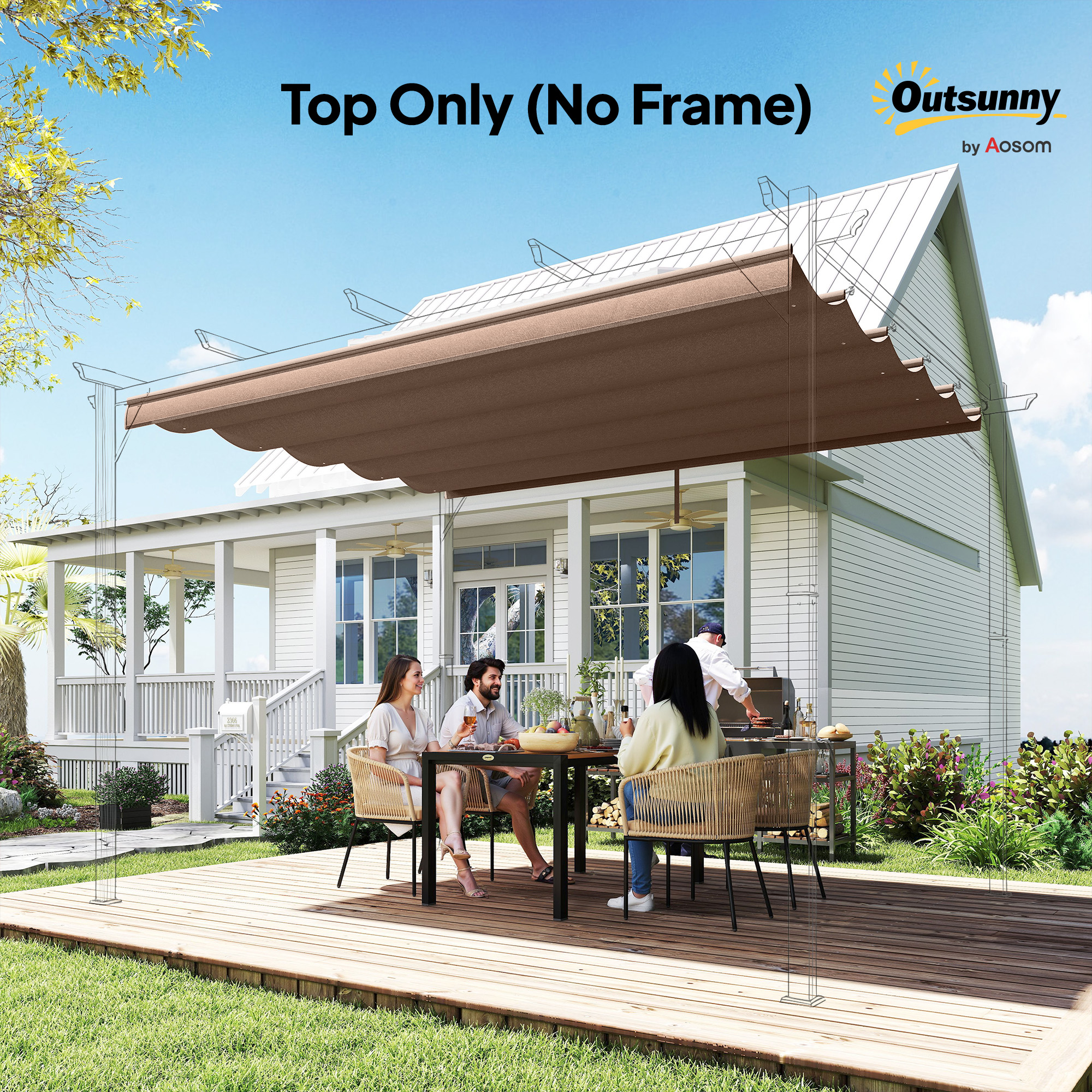 Retractable Pergola Cover,2.55 X 2.5 M Replacement Canopy Fabric For 3 X 3 M — image 2