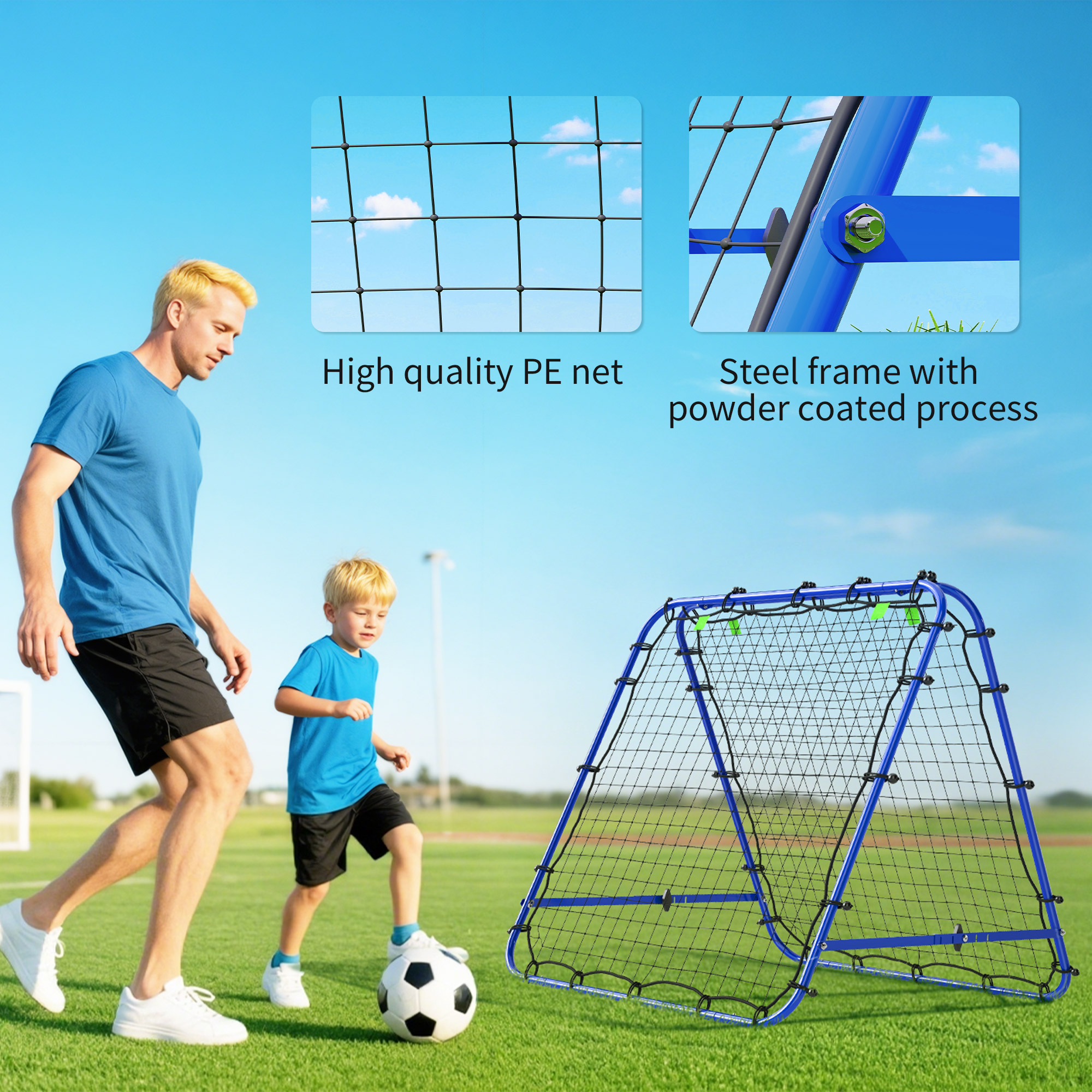 Double Sided Football Rebounder Net,Football Rebound Goal With Five Adjustable
