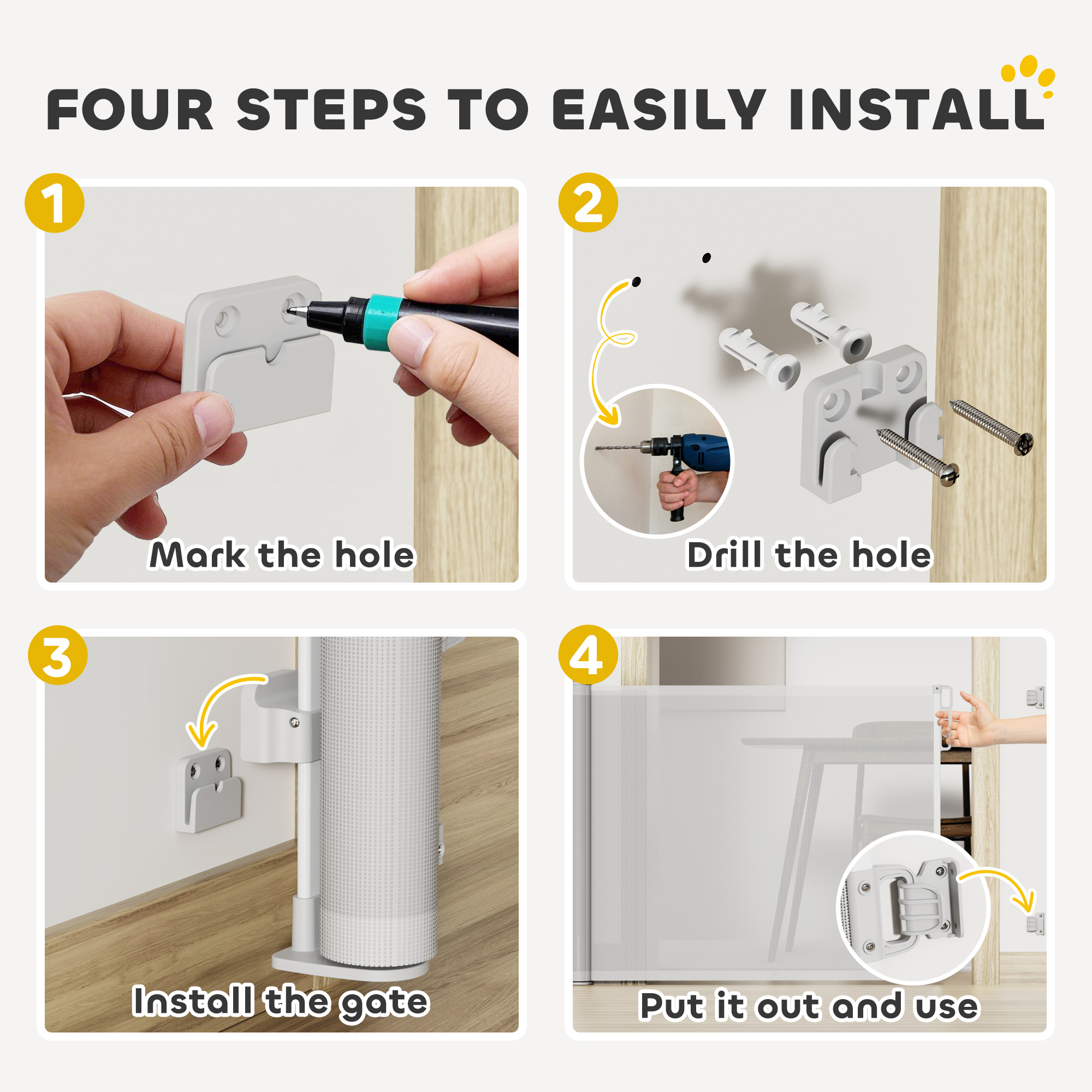 Retractable Stair Gate Extends Up To 180 Cm Wide,Dog