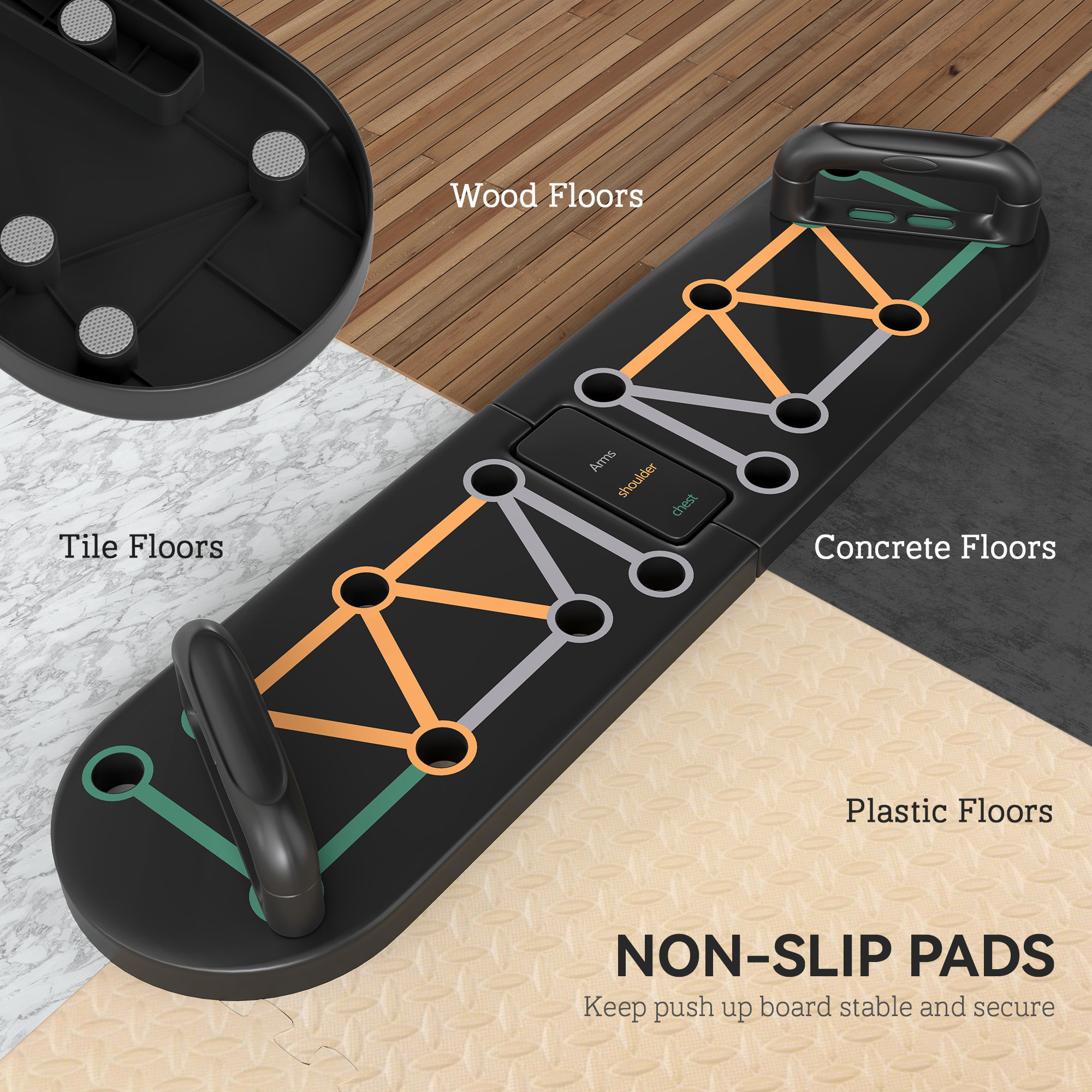 Foldable Push Up Board With Non-Slip Pads,for Chest,Arms,Shoulders,Black — image 2