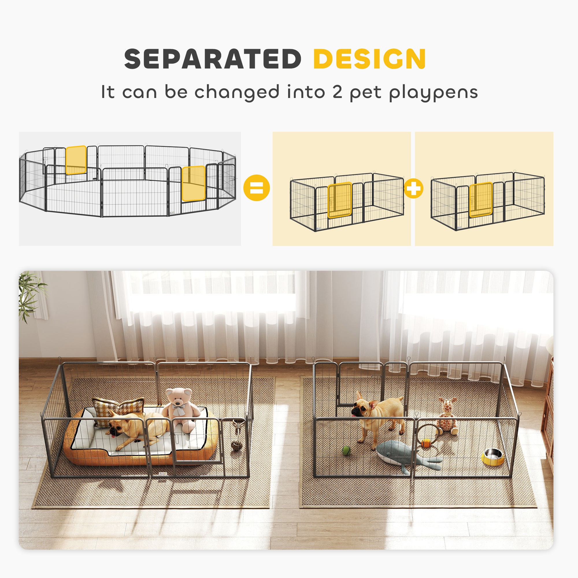 12 Panels Heavy Duty Puppy Playpen,for Small Dogs,Indoor And Outdoor Use-Silver — image 2