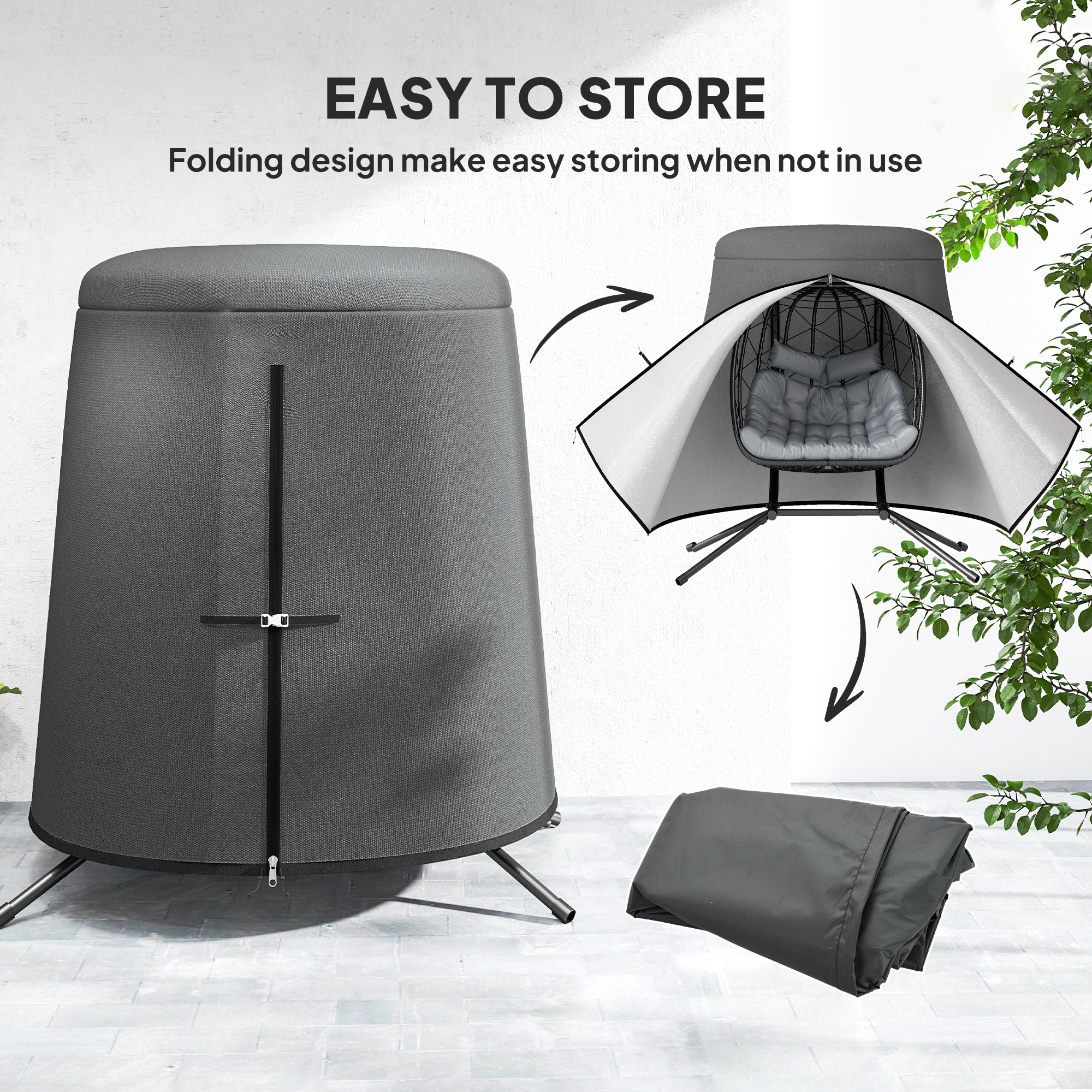 196 X 230 Cm Hanging Egg Chair Protective Cover-Grey — image 2