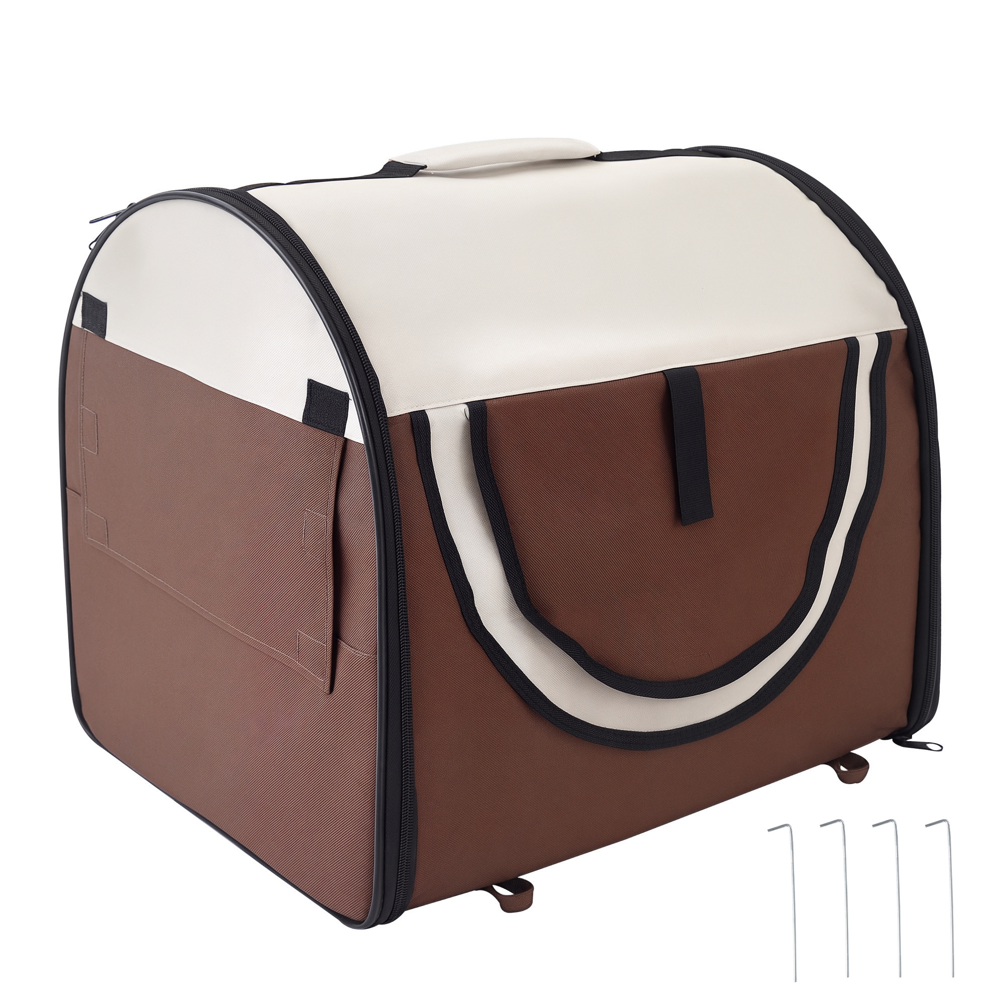 Folding Fabric Soft Pet Crate,46Lx36Wx41H Cm-Brown — image 2