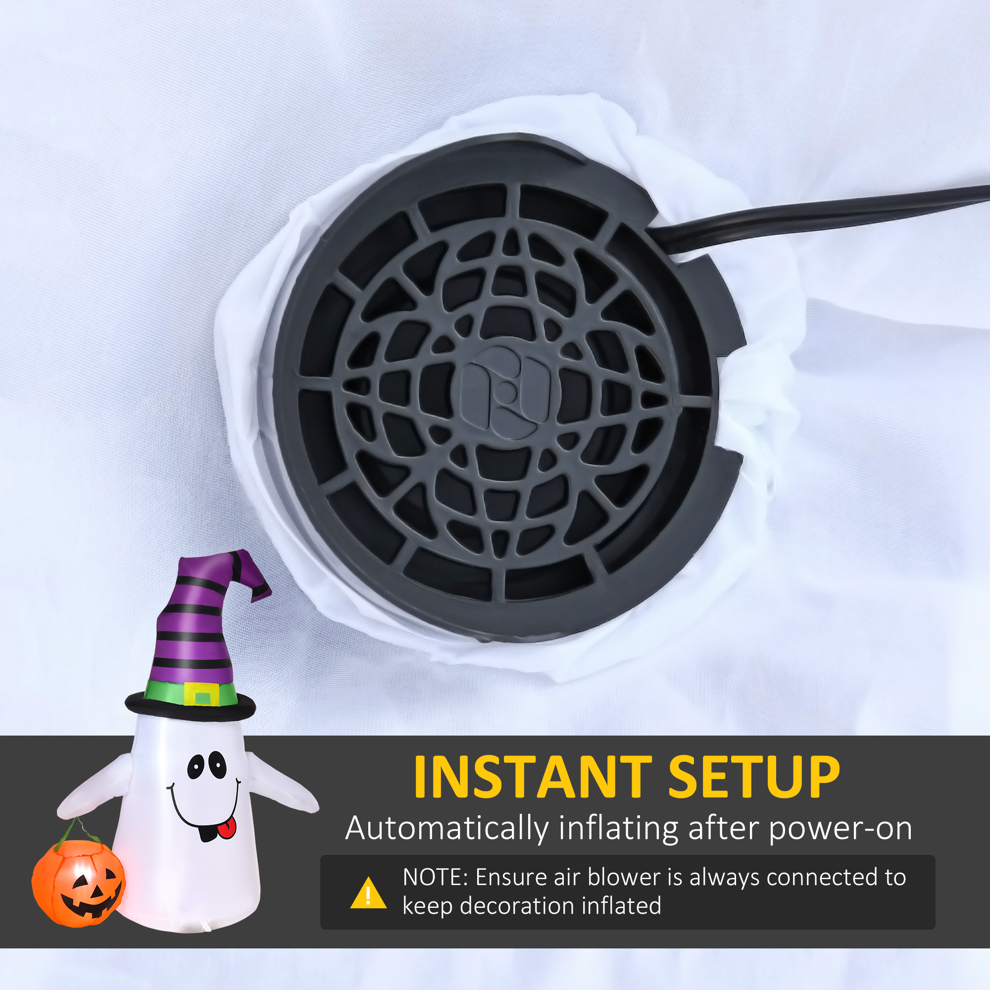 1.2m Witch Ghost Halloween Inflatable Decoration W/ LED Lights Fan Accessories