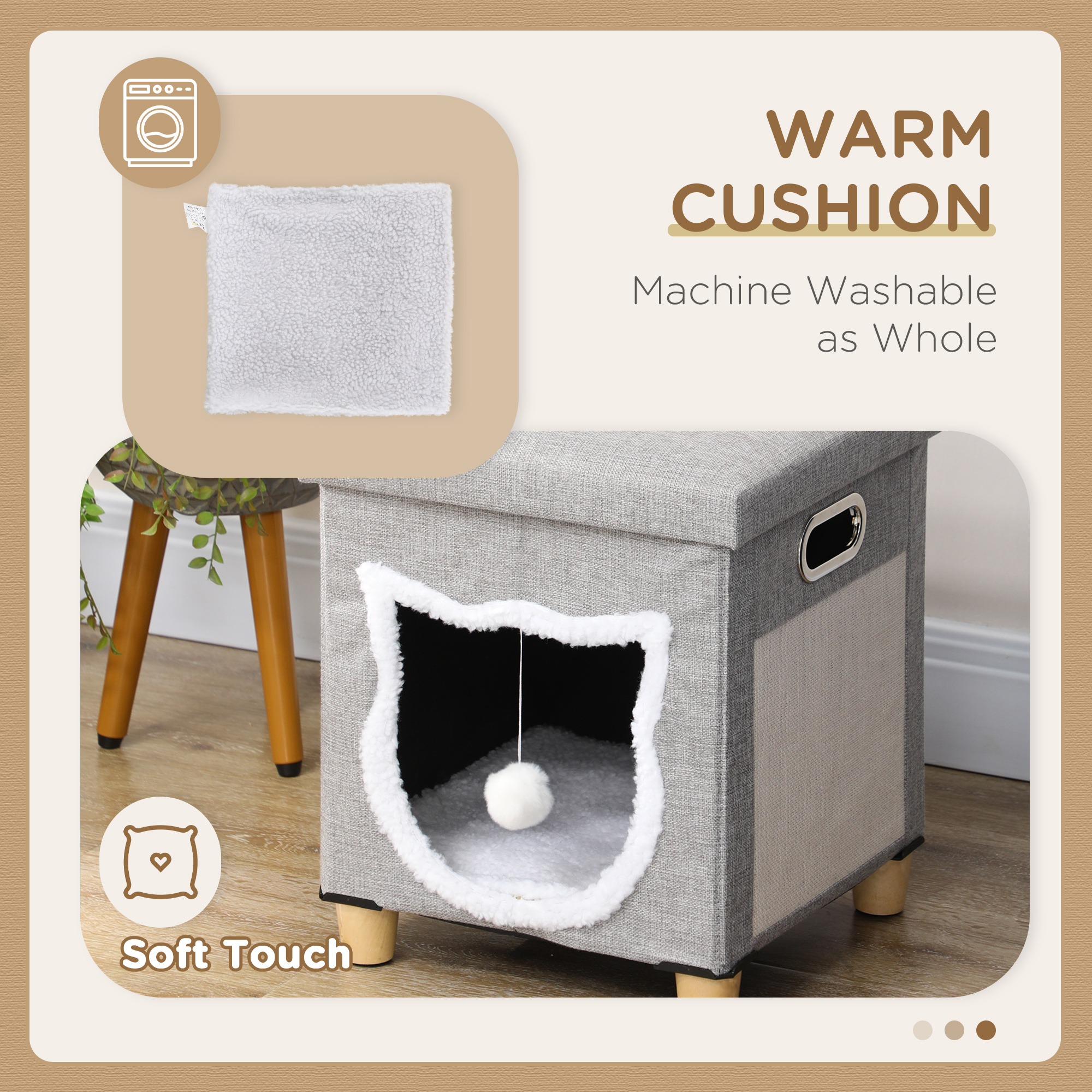 Cat House Cave,Cat Bed Cube With Scratching Pad,Soft Detachable & Washable — image 2