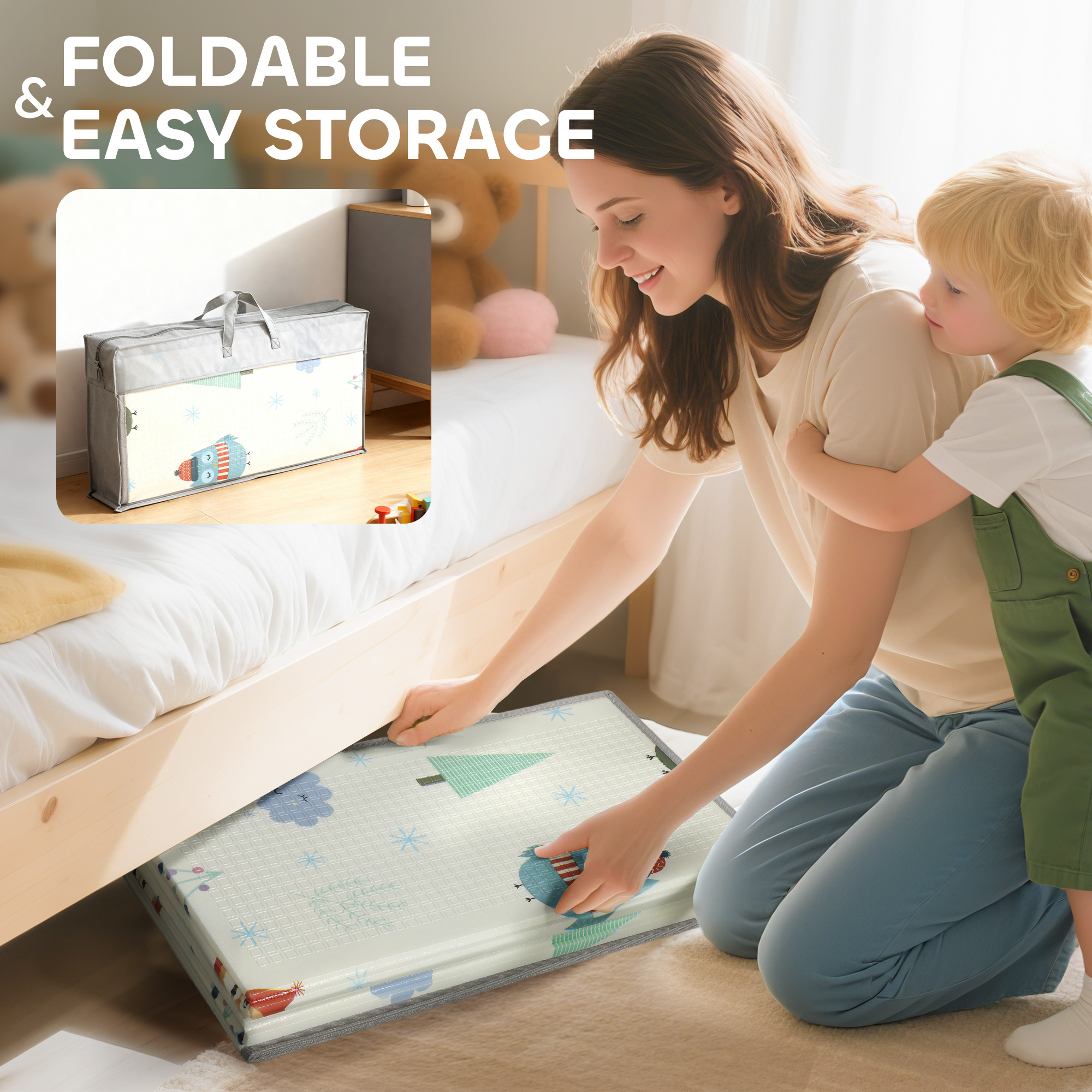 Foldable Baby Plat Mat Double Sided,Kids Floor For Crawling,200L X 150W Cm,Car — image 4