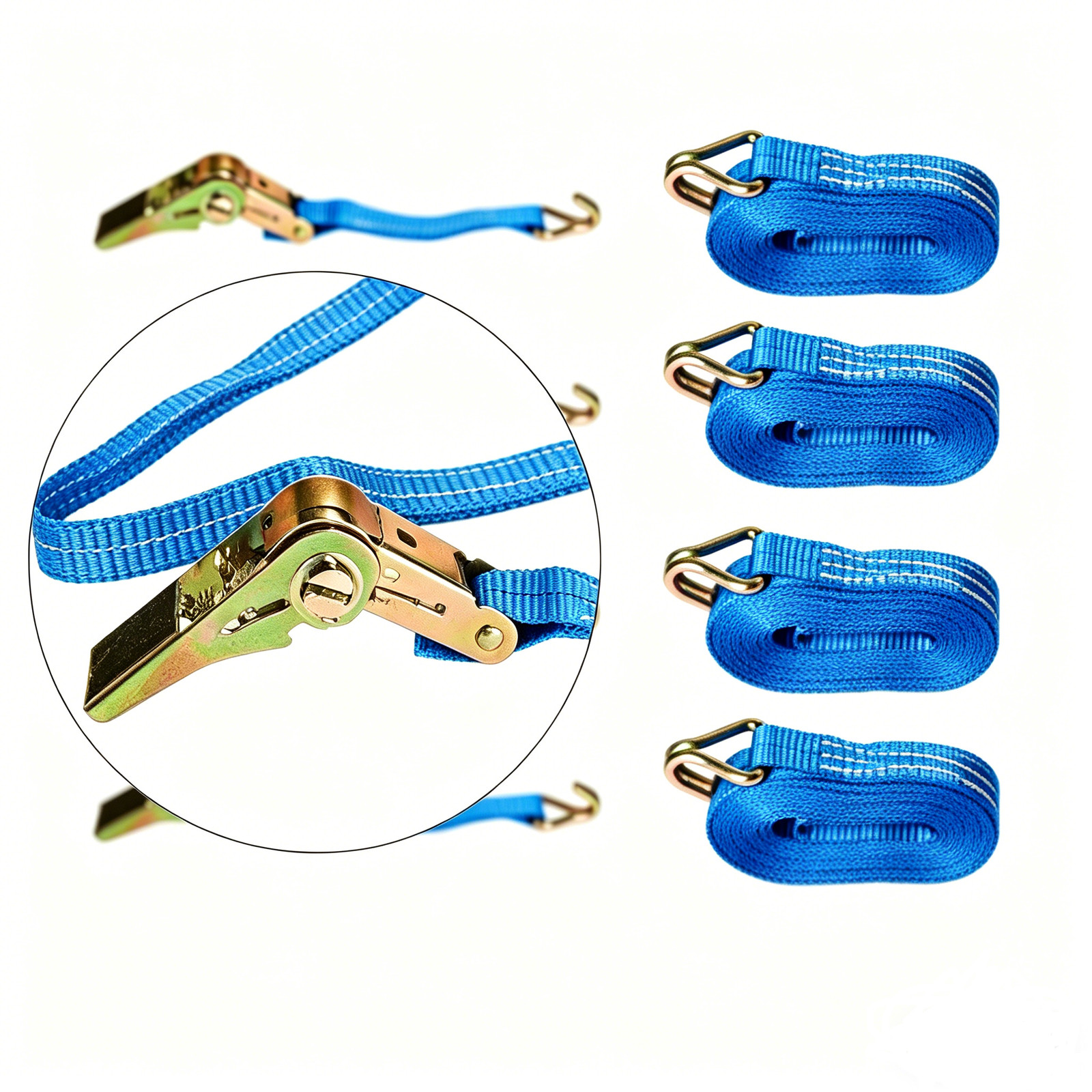 Ratchet Straps Tie Down 4 X 25mm Endless 5 Metre Blue1500kg Lashing UK