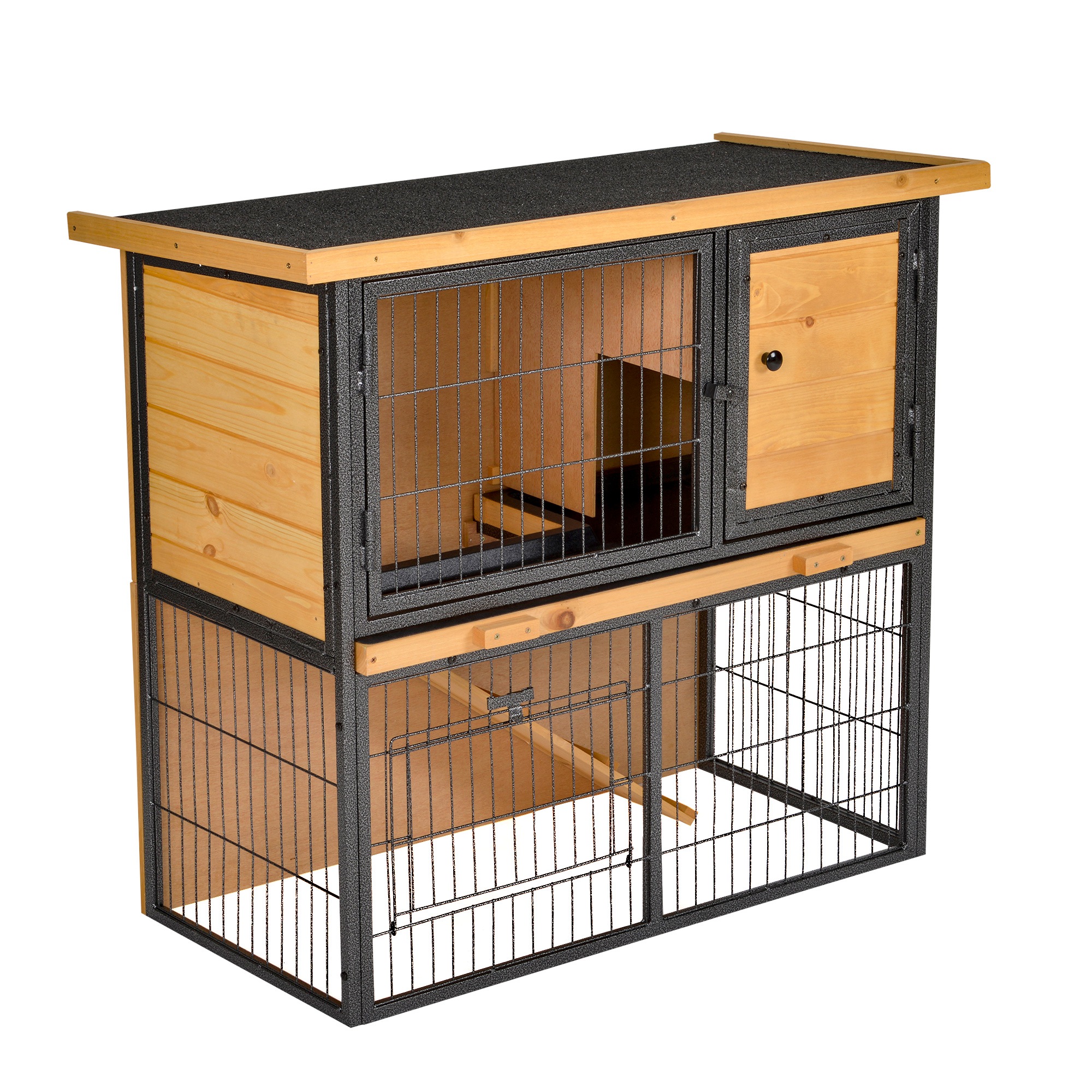 Guinea Pig Hutch Rabbit Wood-metal Elevated Pet House Bunny Cage With No-Leak