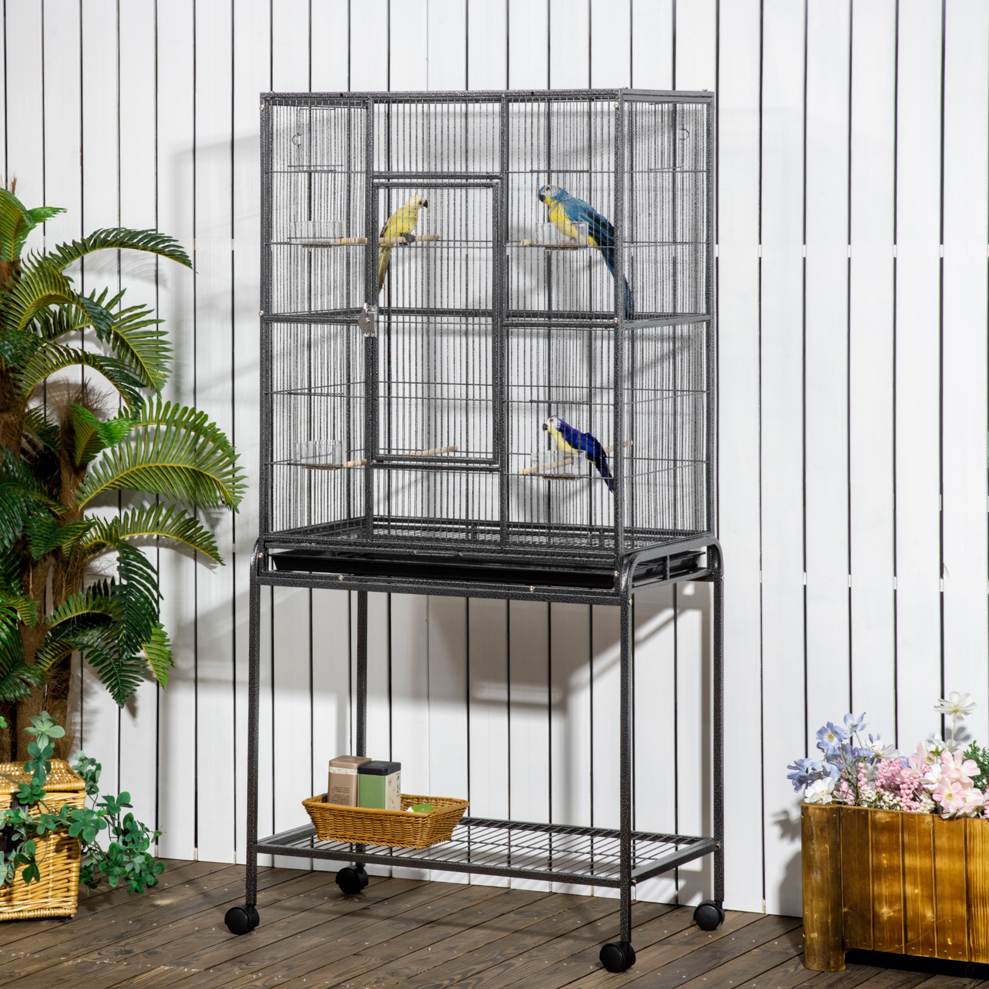 Large Bird Cage Budgie Cage With Stand,Storage Shelf,Wood Perch For Parrot Canary Parakeet Cockatiels,81 X 48 X 162.5 Cm detail photo 9
