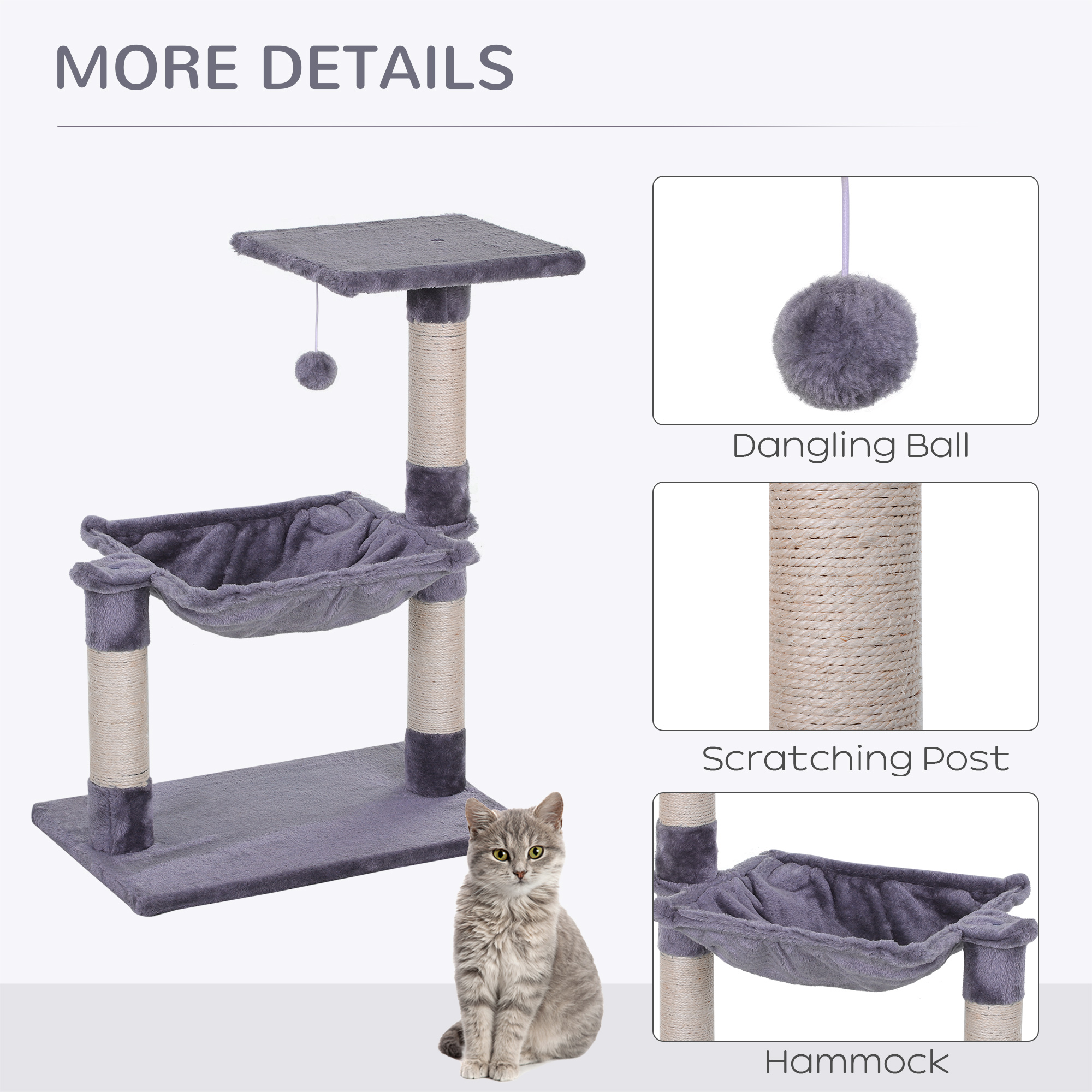 Cat Scratch Post With Bed Tree For Indoor Cats Sisal Scratching Posts Hammock — image 4