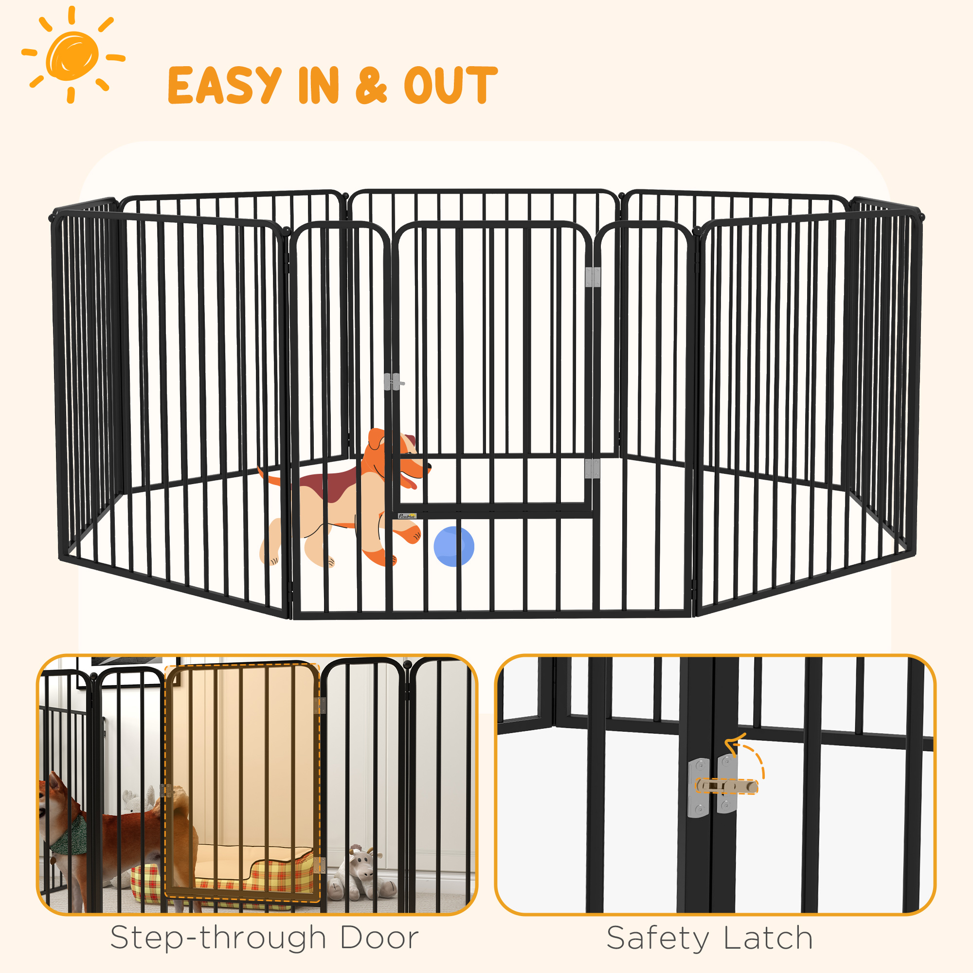 80cm 8 Panels Heavy Duty Dog Pen,Pet Playpen For Indoors,Outdoors,Small,Medium Dogs detail photo 9