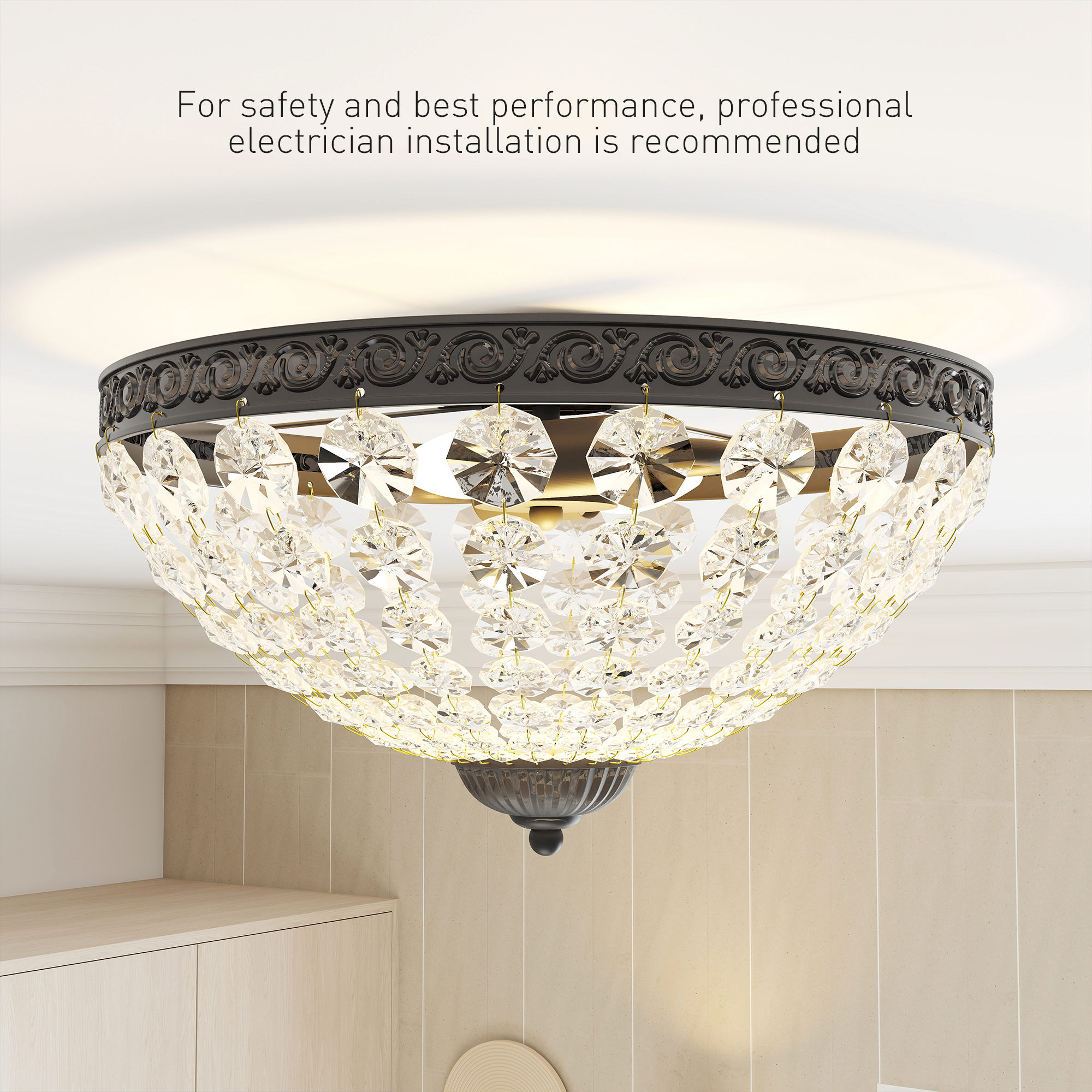 Crystal chandelier ceiling light with 168 octagonal