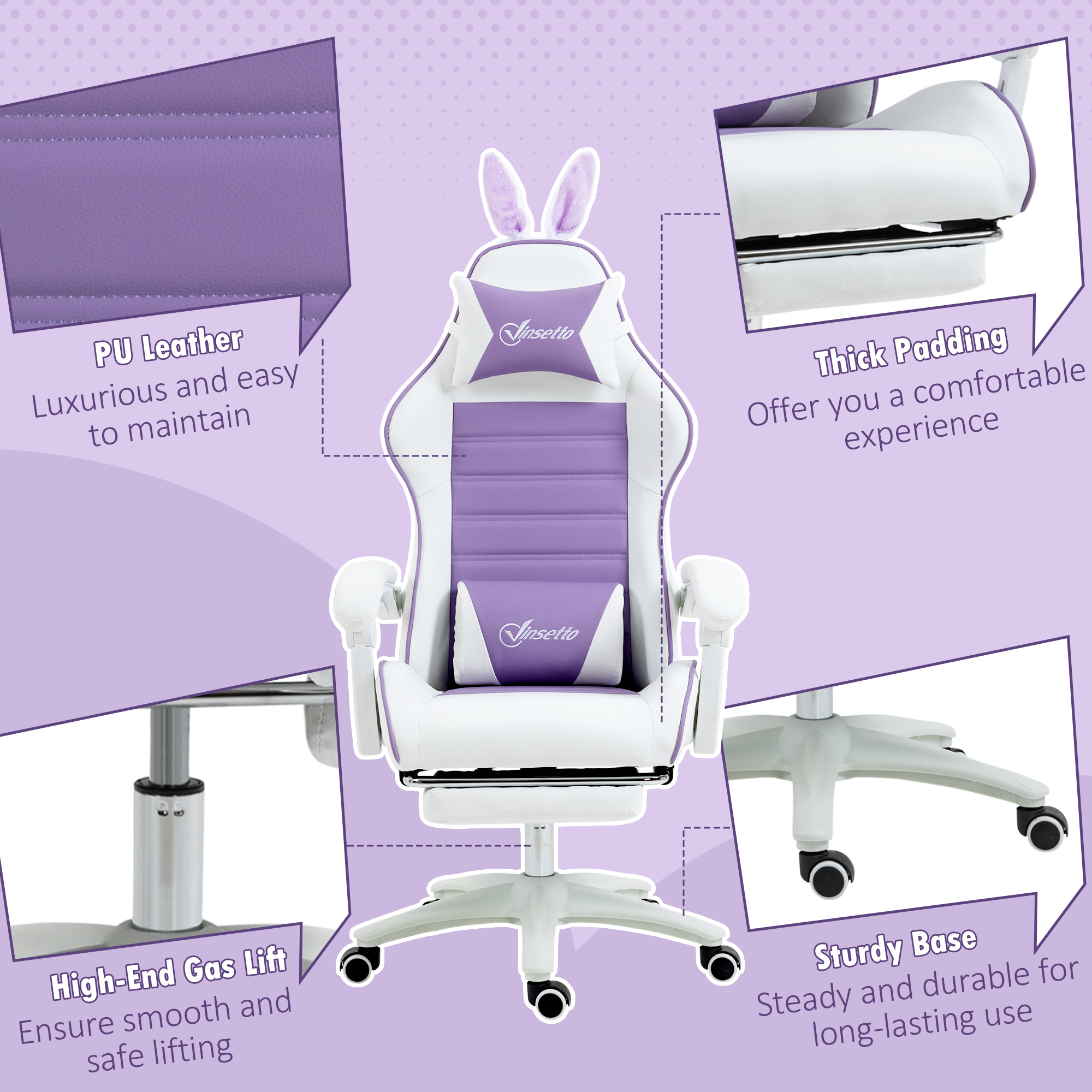 Gaming Chair,Ergonomic Reclining Computer Chair With Headrest,Lumbar Support — image 2