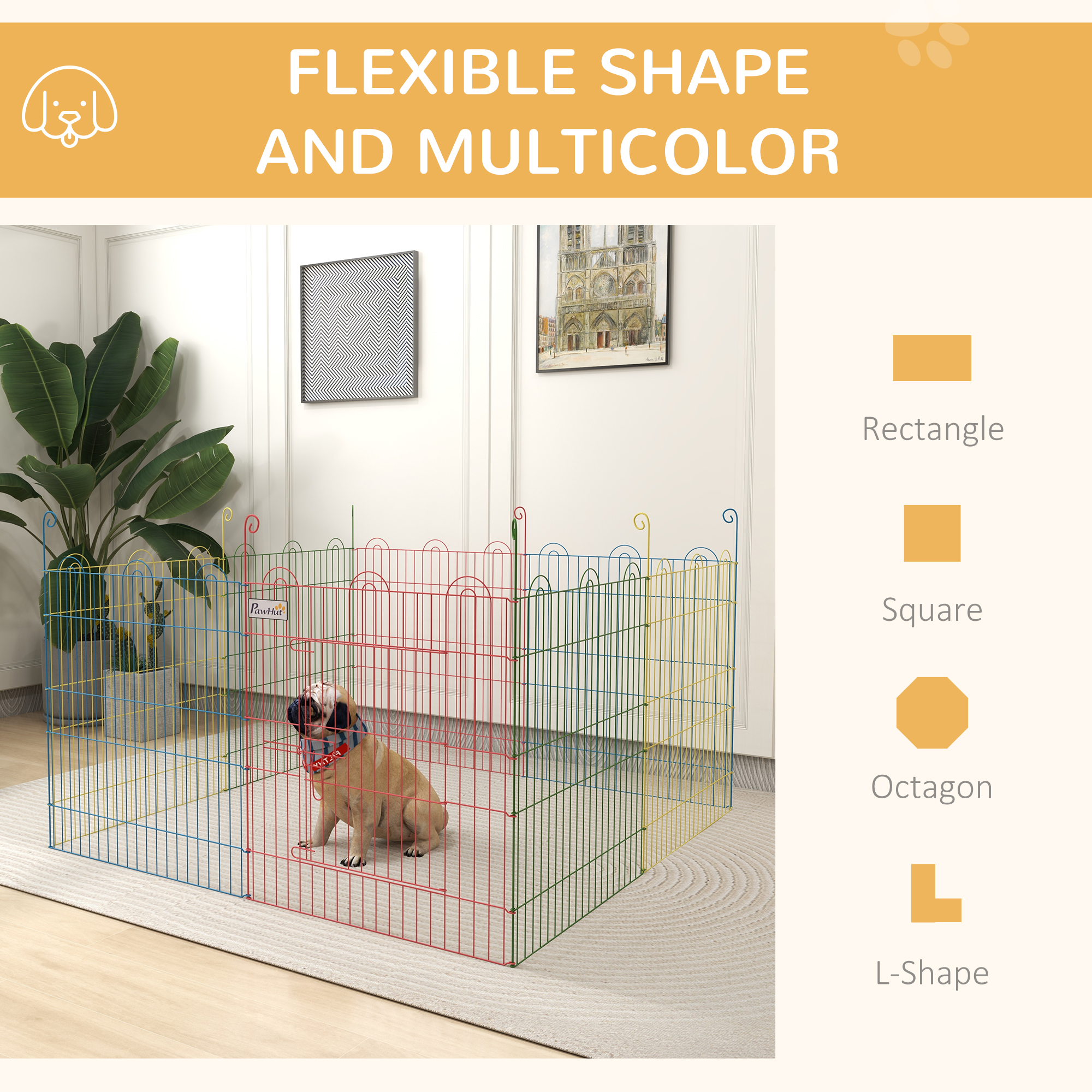 Pet Playpen Crate,with Eight Panels,Door,for Indoors And Outdoors,60H X Î¦156cm