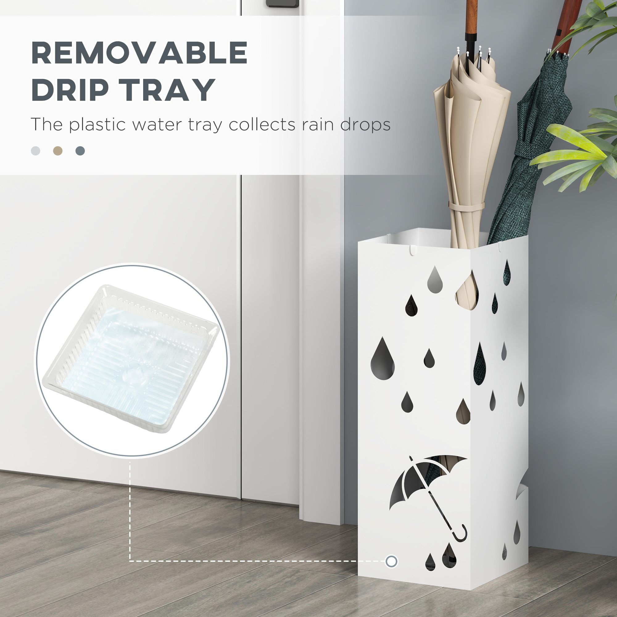 Six-umbrella steel holder stand-white