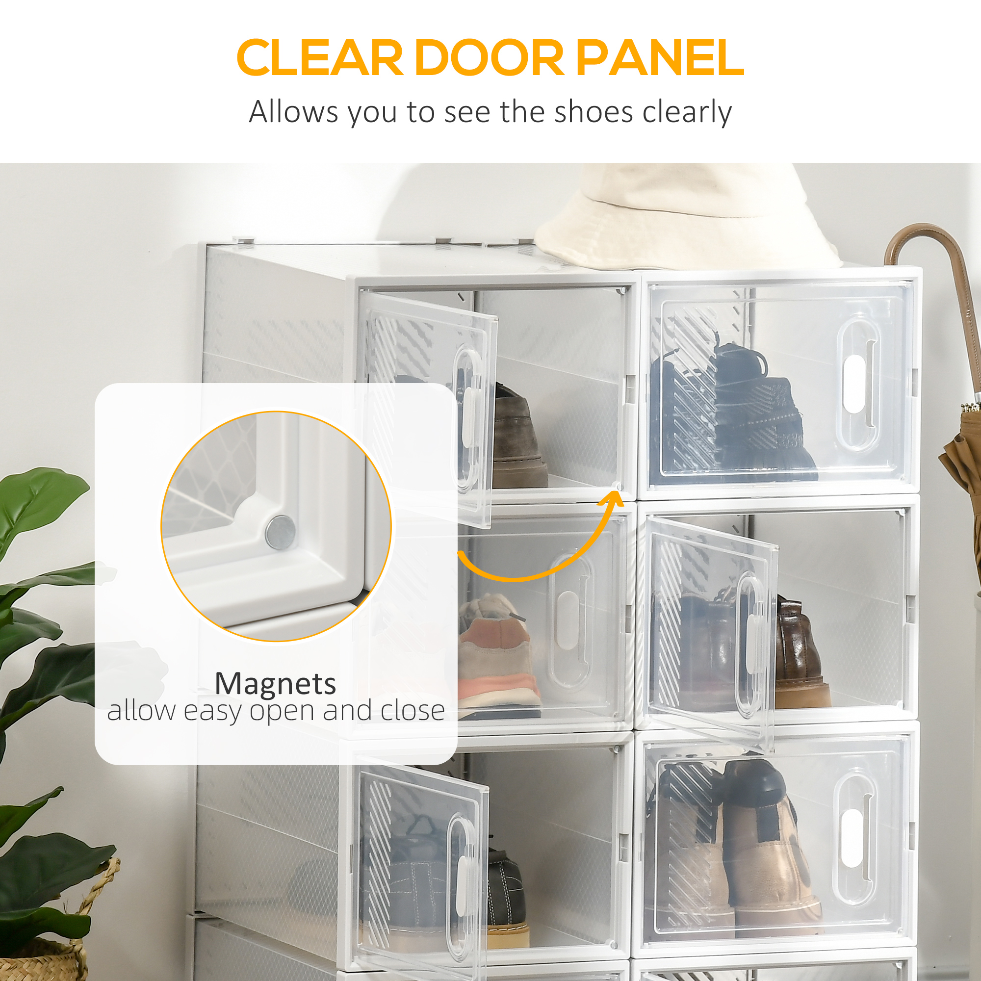8PCS Clear Shoe Box,Plastic Stackable Storage Box For UK/EU Size Up To 12/46 — image 4