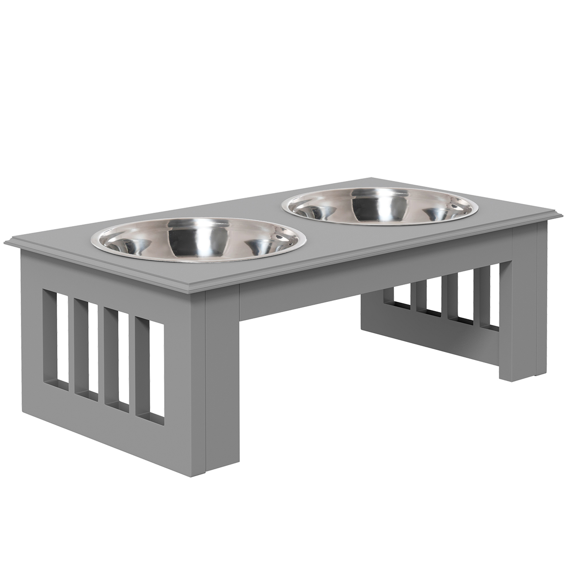 Raised Dog Feeding Bowls With Stand Grey [Small]