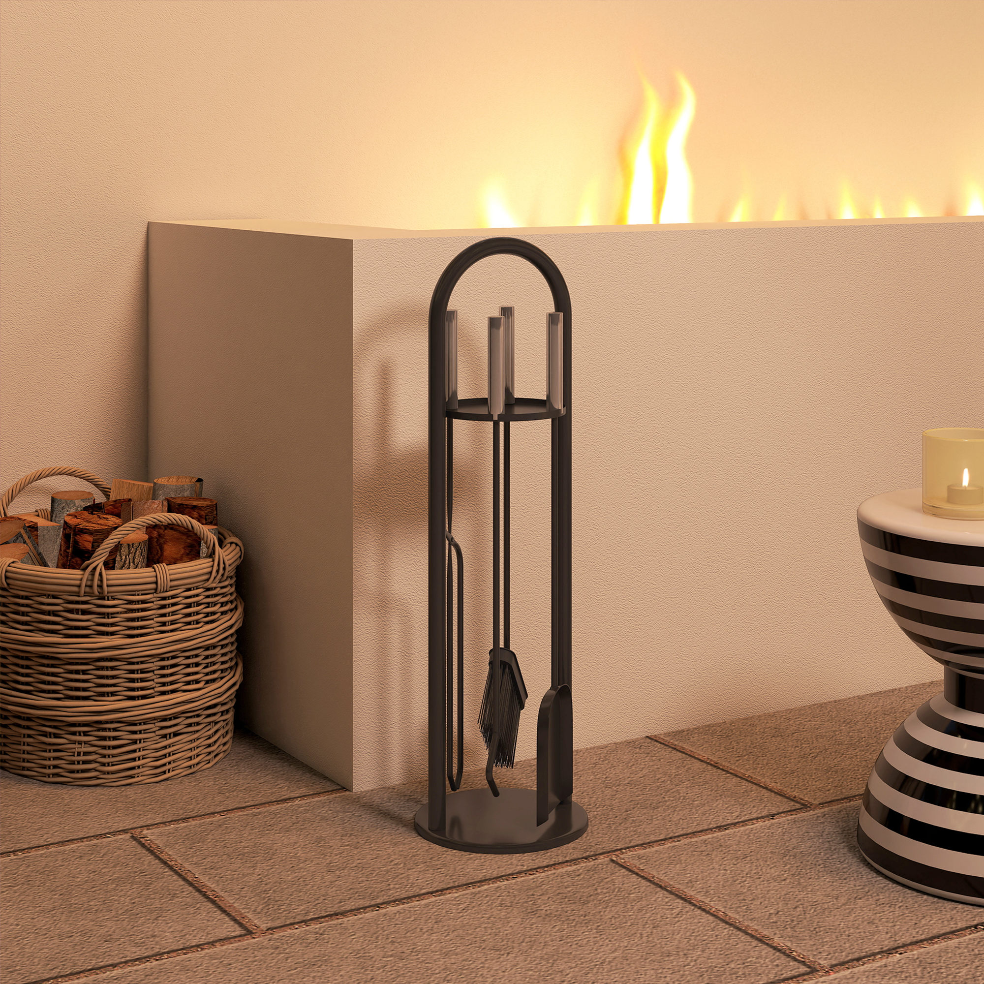 5 pieces fireplace tools set,metal fireplace accessories