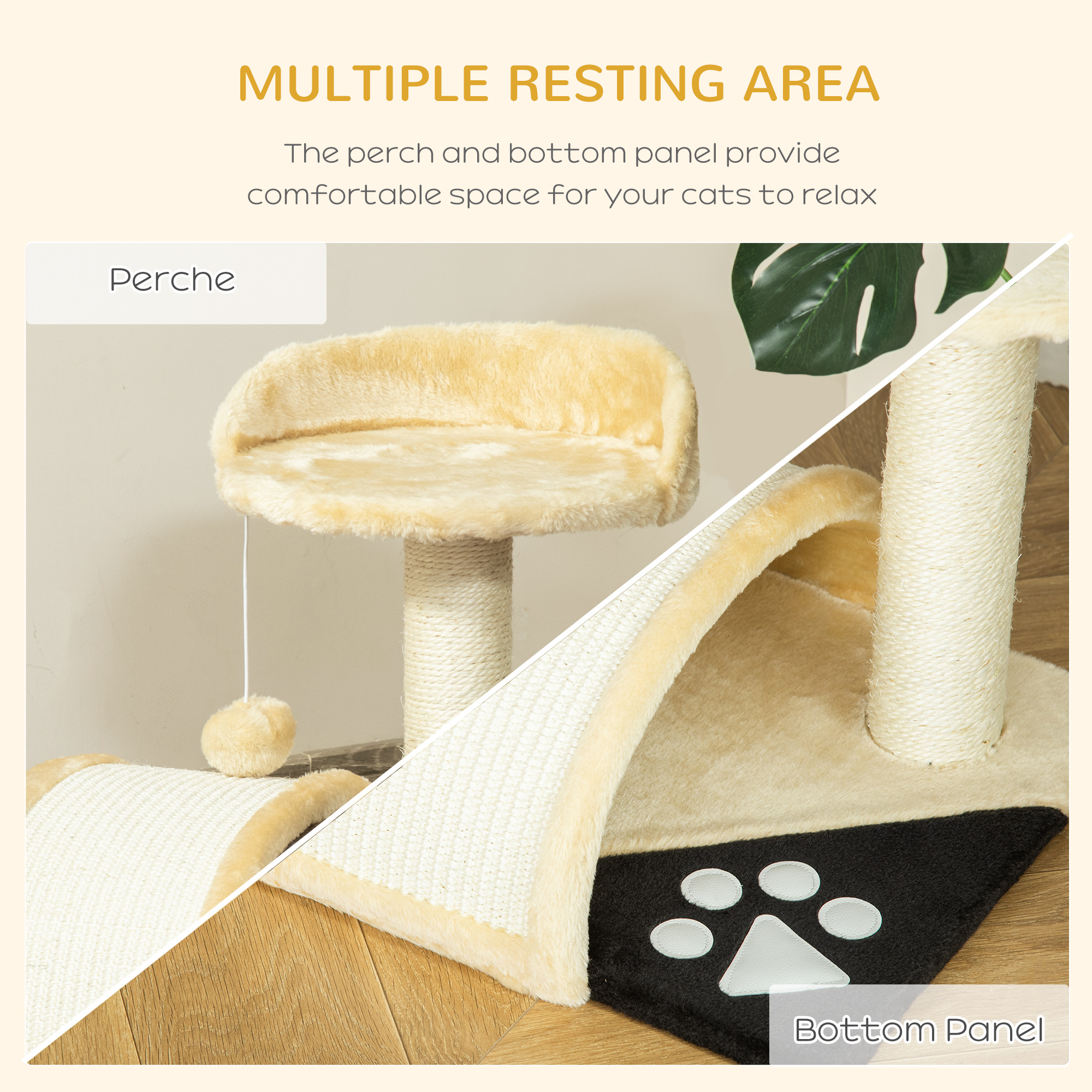 Cat Tree Scratching Scratcher Post Kitten Activity Centre Climber Hanging Ball — image 2