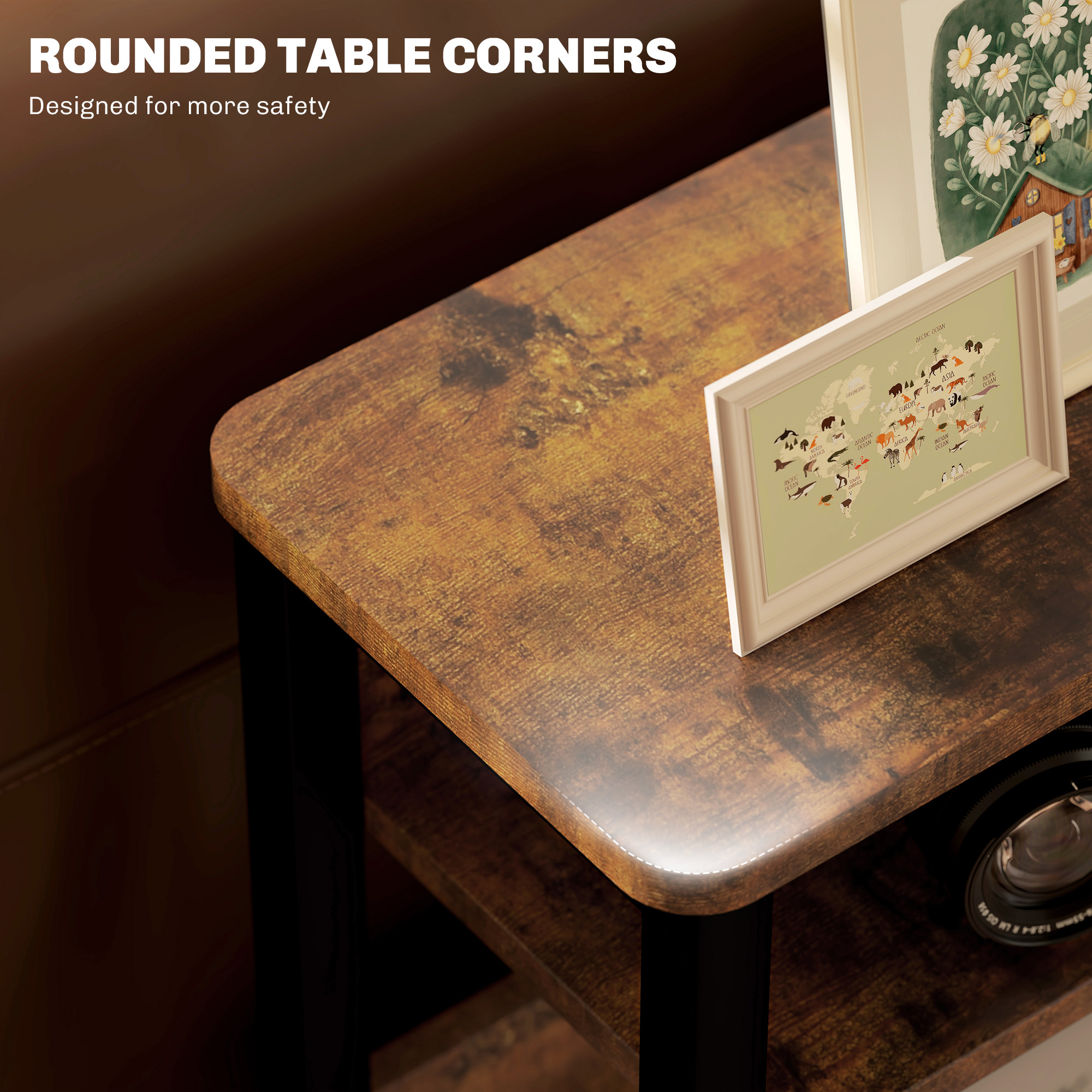 Industrial-Style Side Table-Black/Brown — image 2