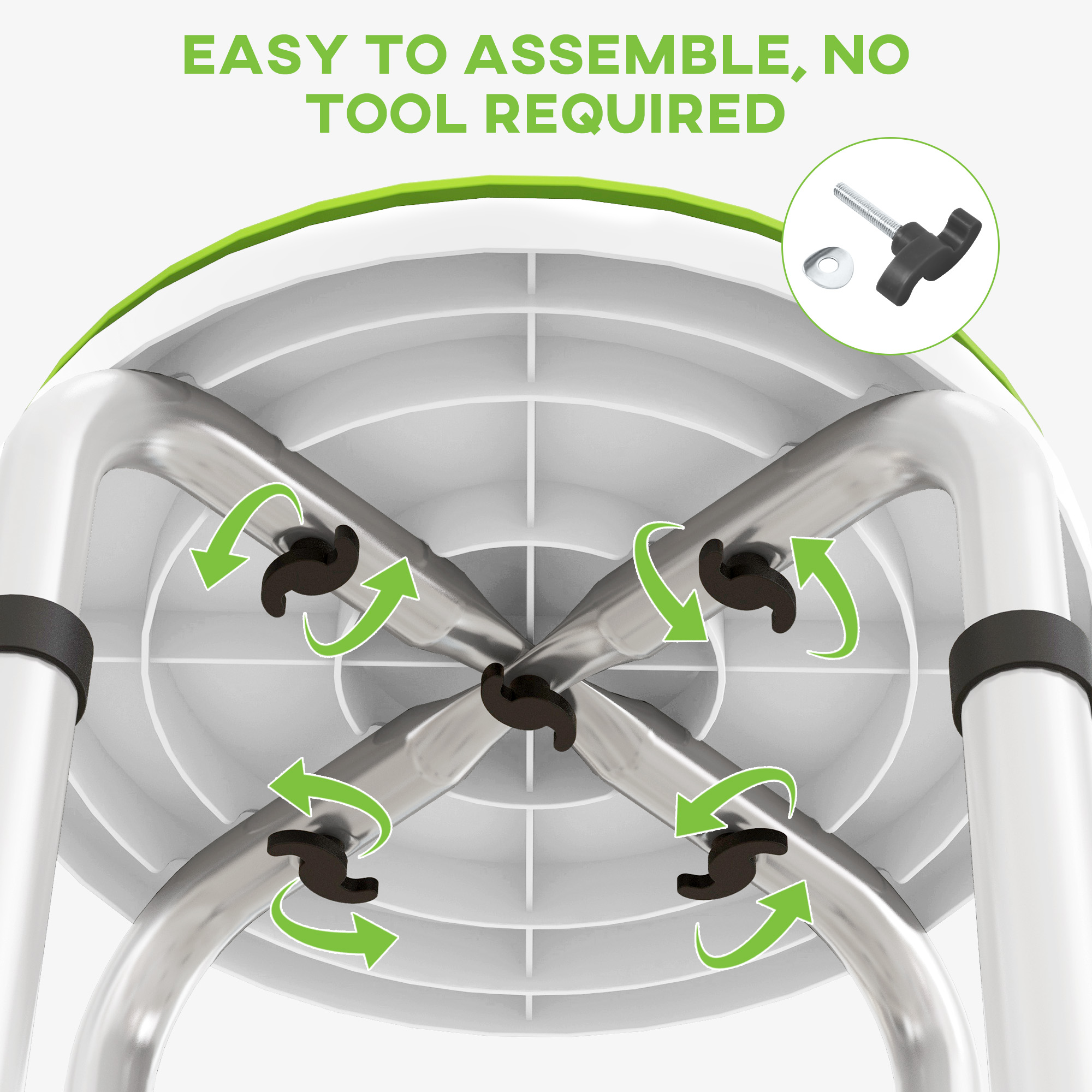 360° Swivel Shower Chair,Height Adjustable Aluminium Stool With Non-Slip Feet