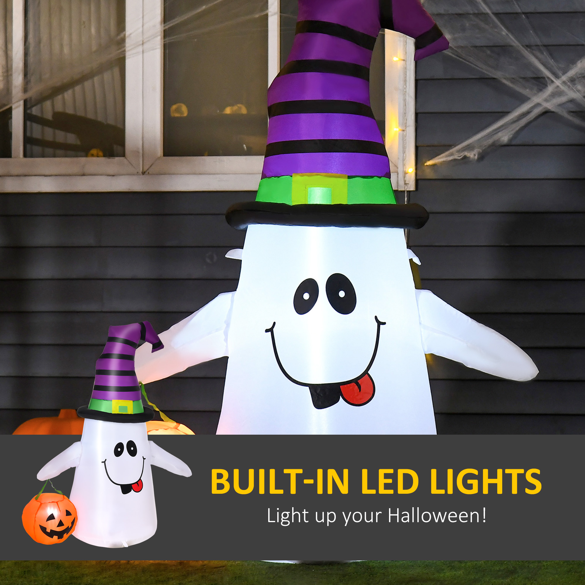 1.2m Witch Ghost Halloween Inflatable Decoration W/ LED Lights Fan Accessories — image 5