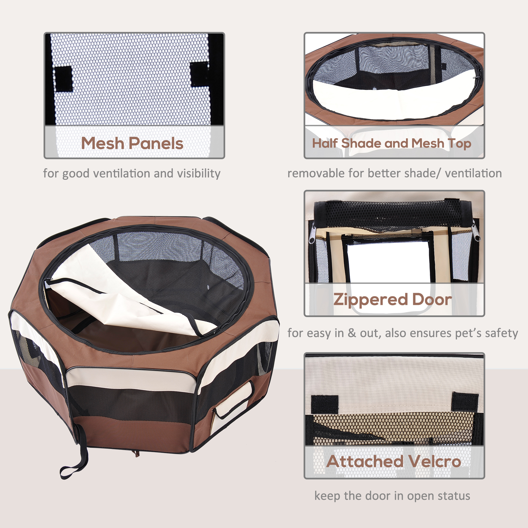 Portable Cat Dog Playpen Pet Puppy Rabbit Guinea Pig Pen Run Dia 90 X 41H Cm — image 3