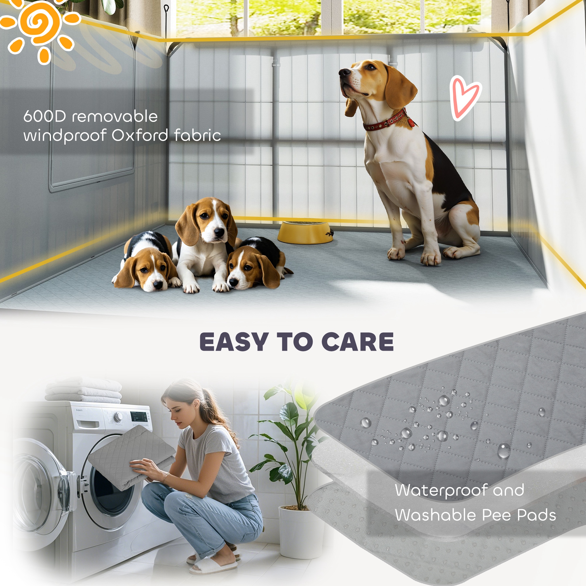 Seven-Panel Dog Whelping Box,Dog Playpen With Washable Pads,Wind-Resistant — image 5