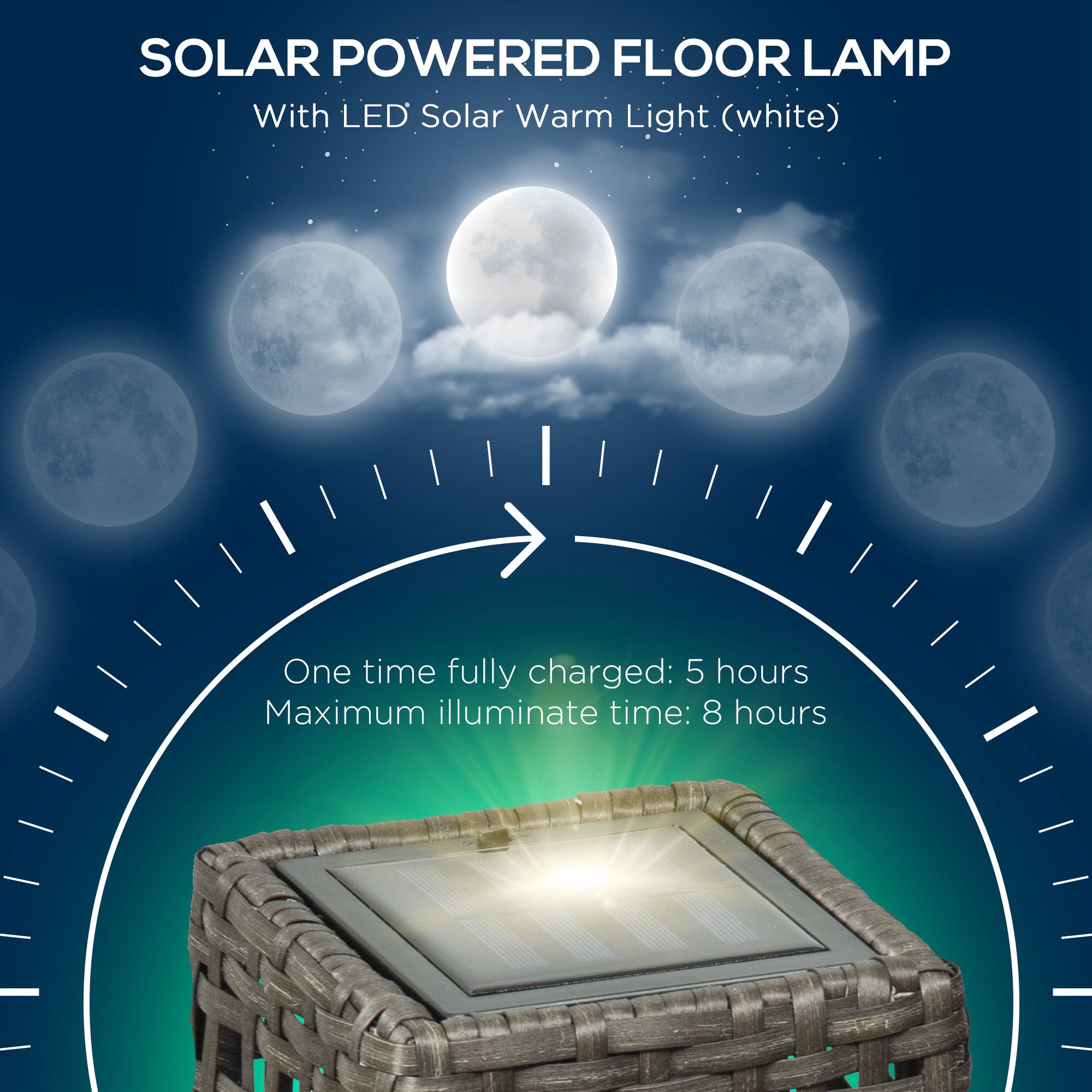 Outsunny Outdoor Rattan Solar Lantern,Brushed PE Wicker