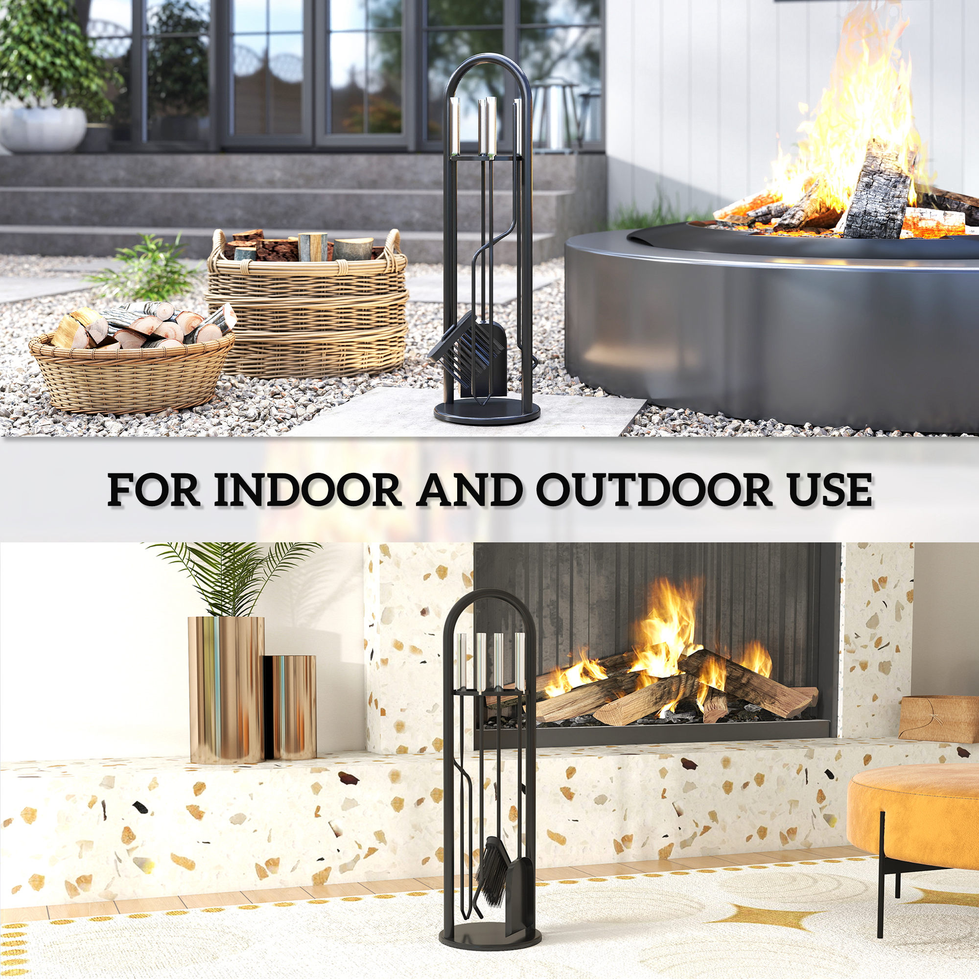 5 pieces fireplace tools set,metal fireplace accessories
