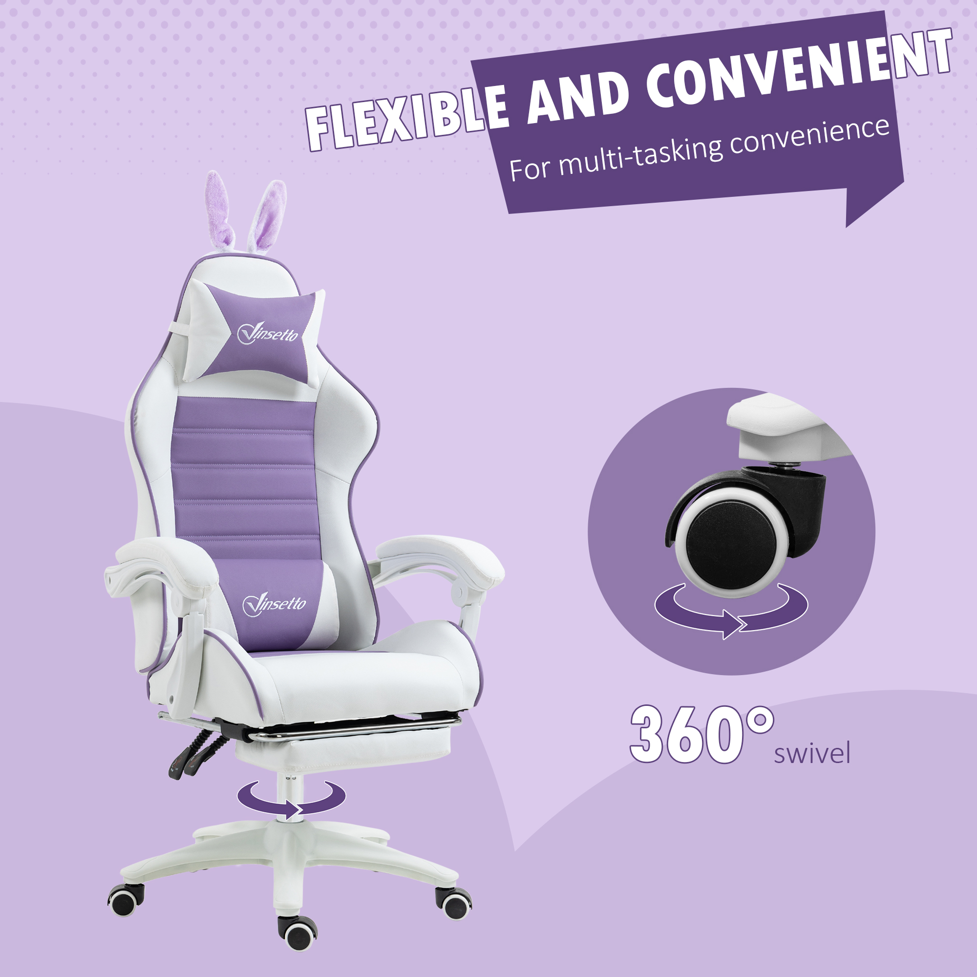 Gaming Chair,Ergonomic Reclining Computer Chair With Headrest,Lumbar Support — image 4