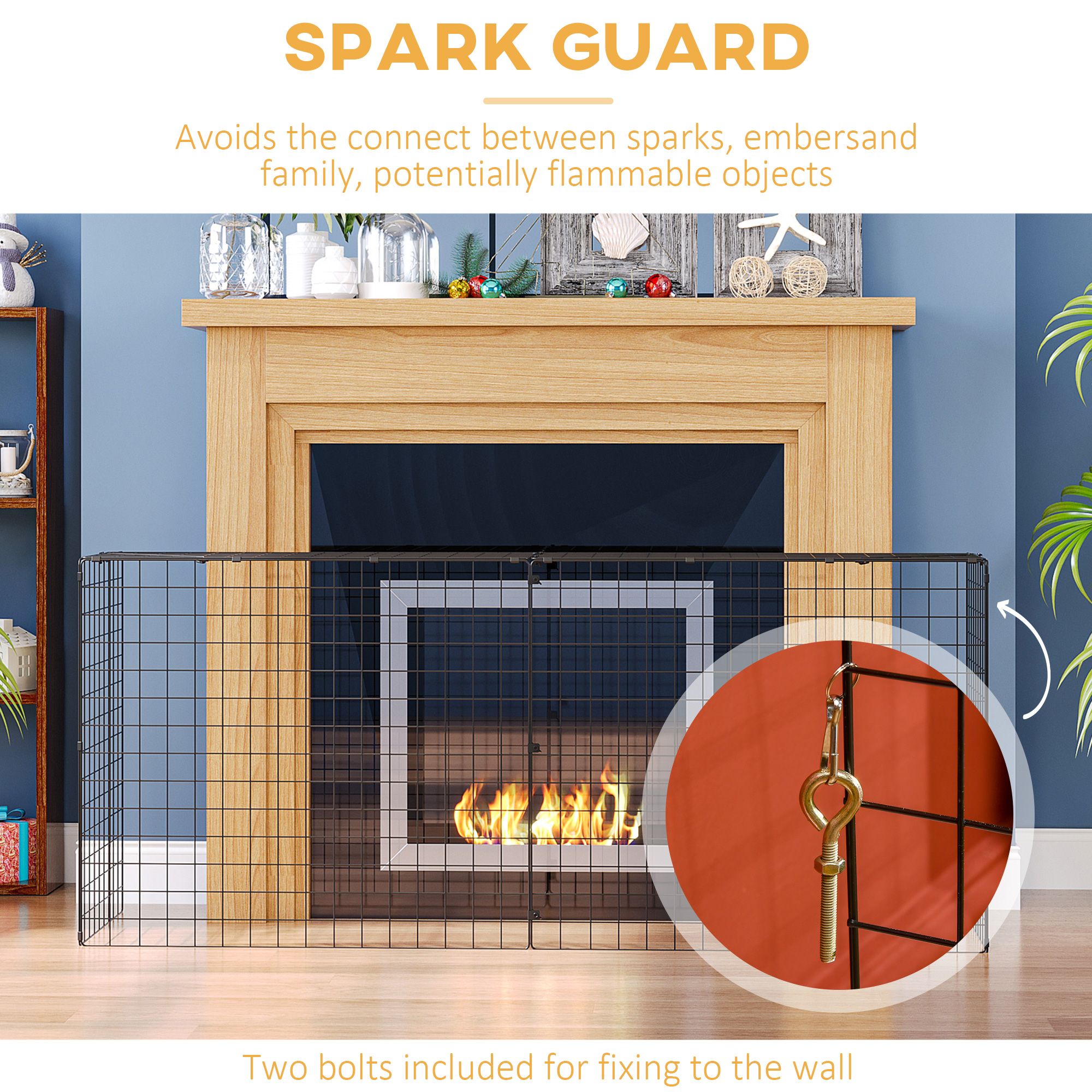 Extendable Fire Guard Screen,Freestanding Screen Spark Guard,Folding Fireplace — image 5