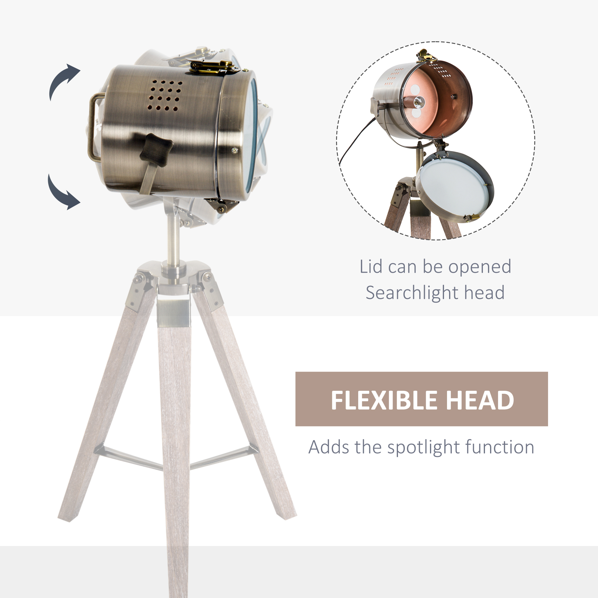 Vintage tripod table desk lamp bedside light spotlight