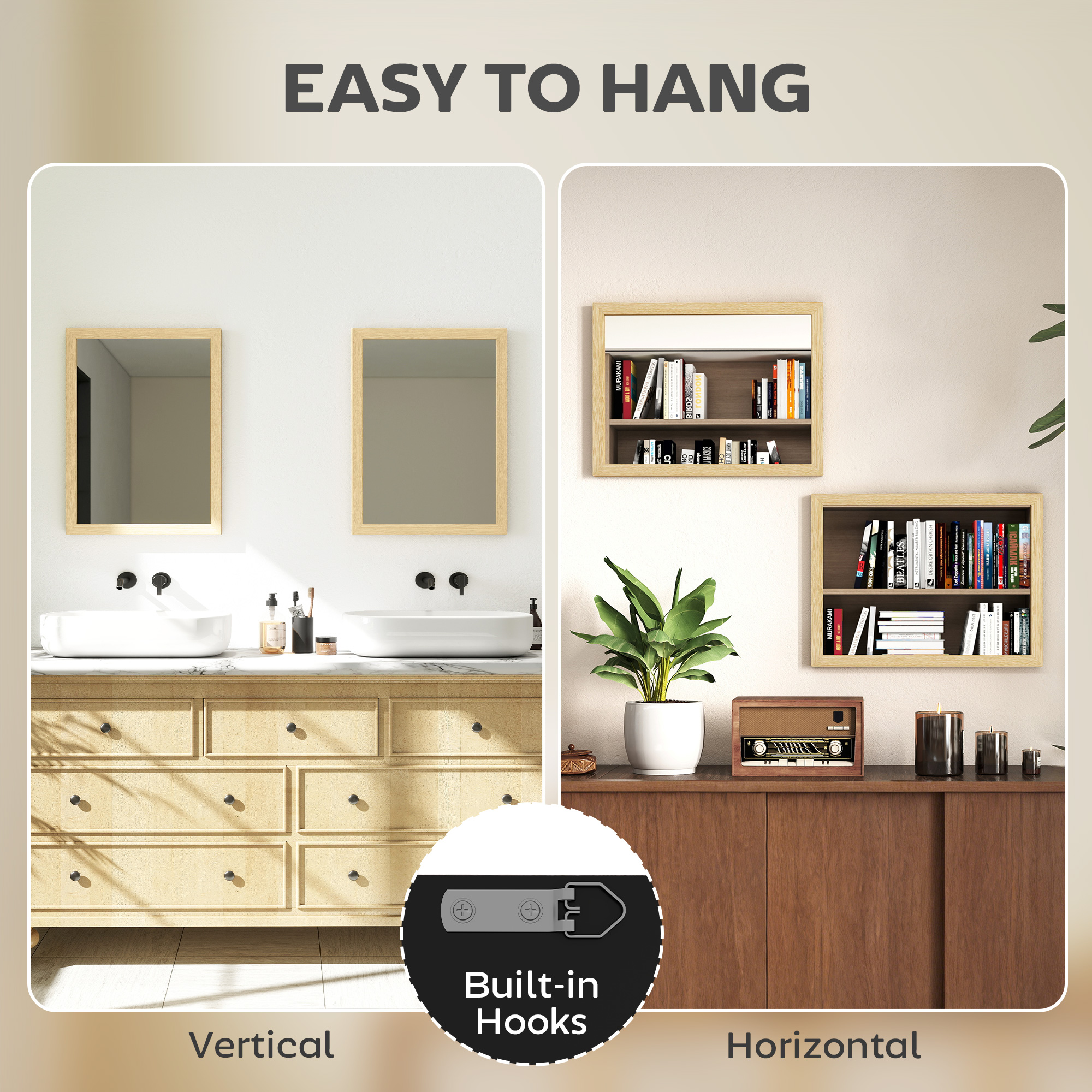 Wall Bathroom Mirror,30 X 40 Cm Wall-Mounted Mirror For Living — image 4