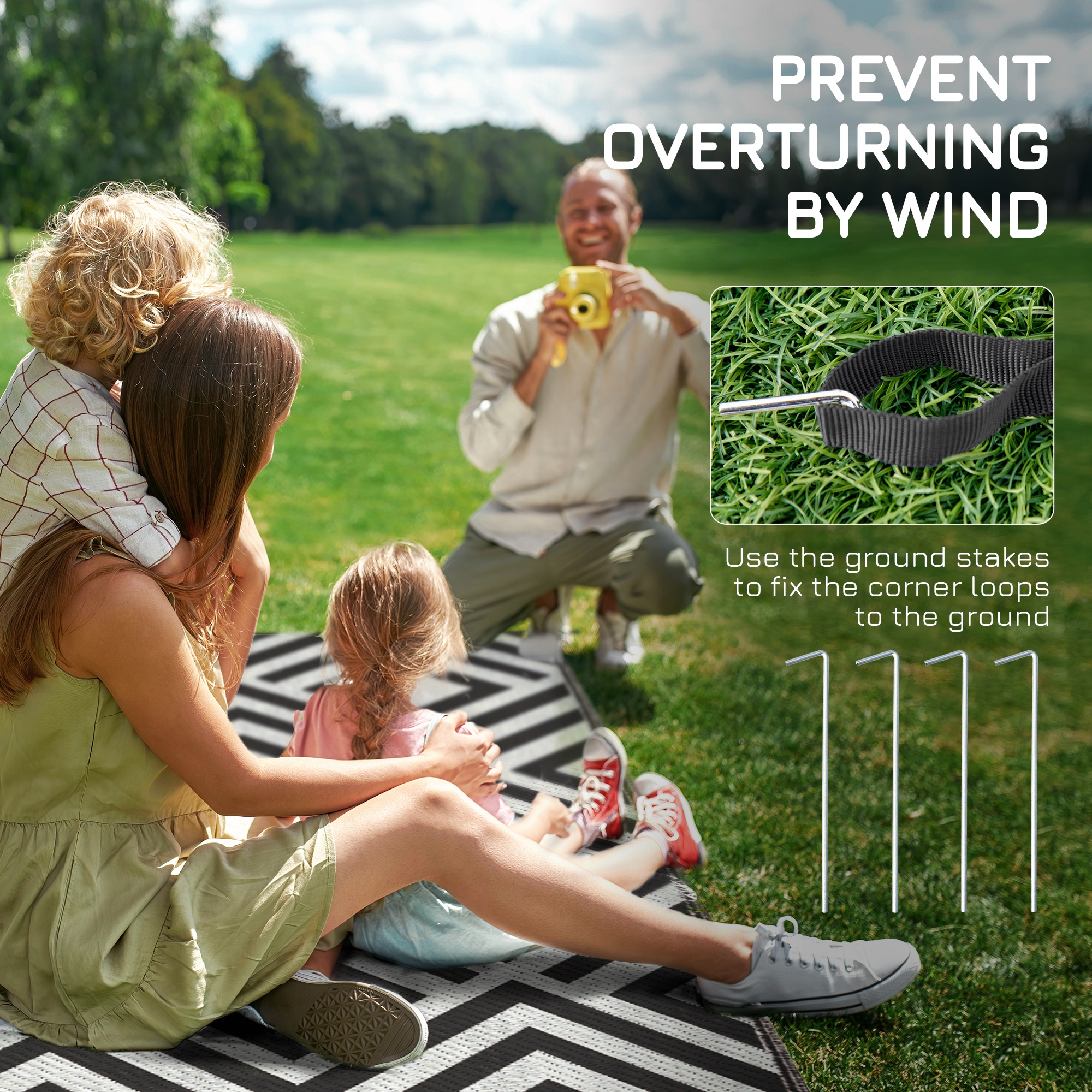 Reversible Outdoor Rug,Plastic Straw Mat W/ Carry Bag