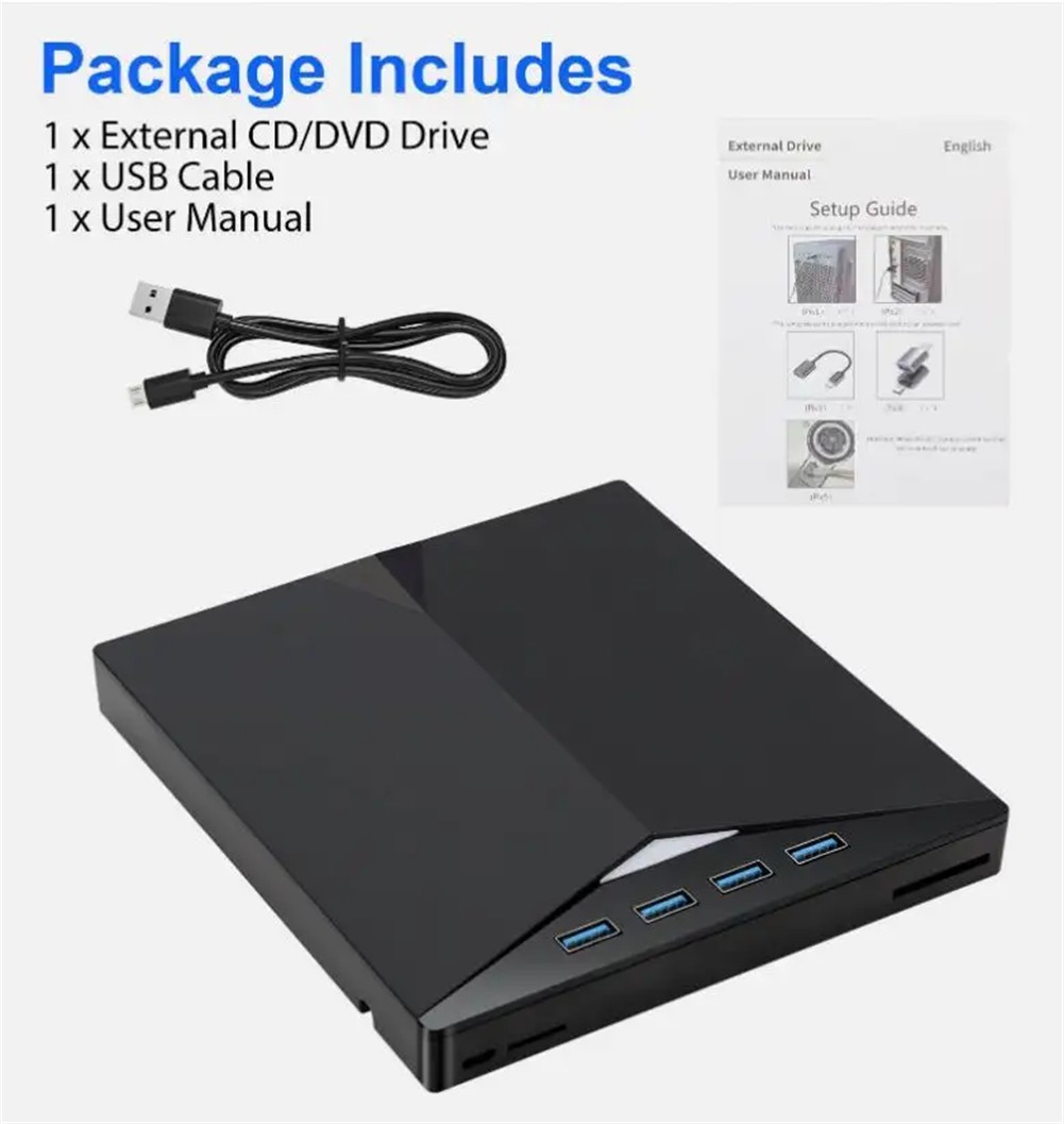 7 In1 External USB 3.0 DVD CD RW Writer Drive Burner Reader Player For Laptop PC — image 3