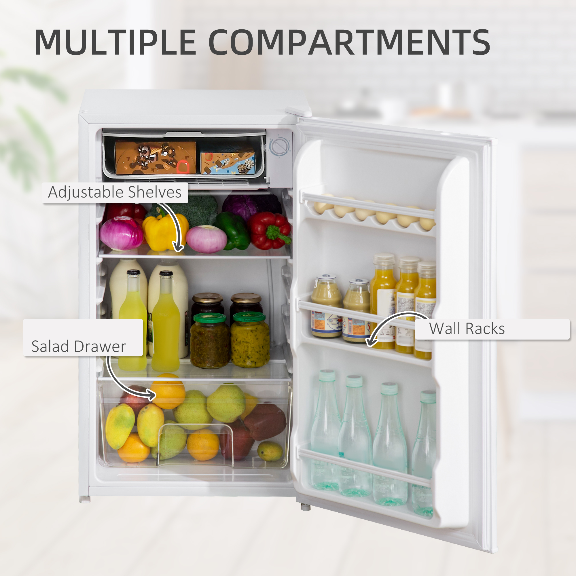 91L Small Fridge With Chiller Box Under Counter Reversible Door,Good — image 5